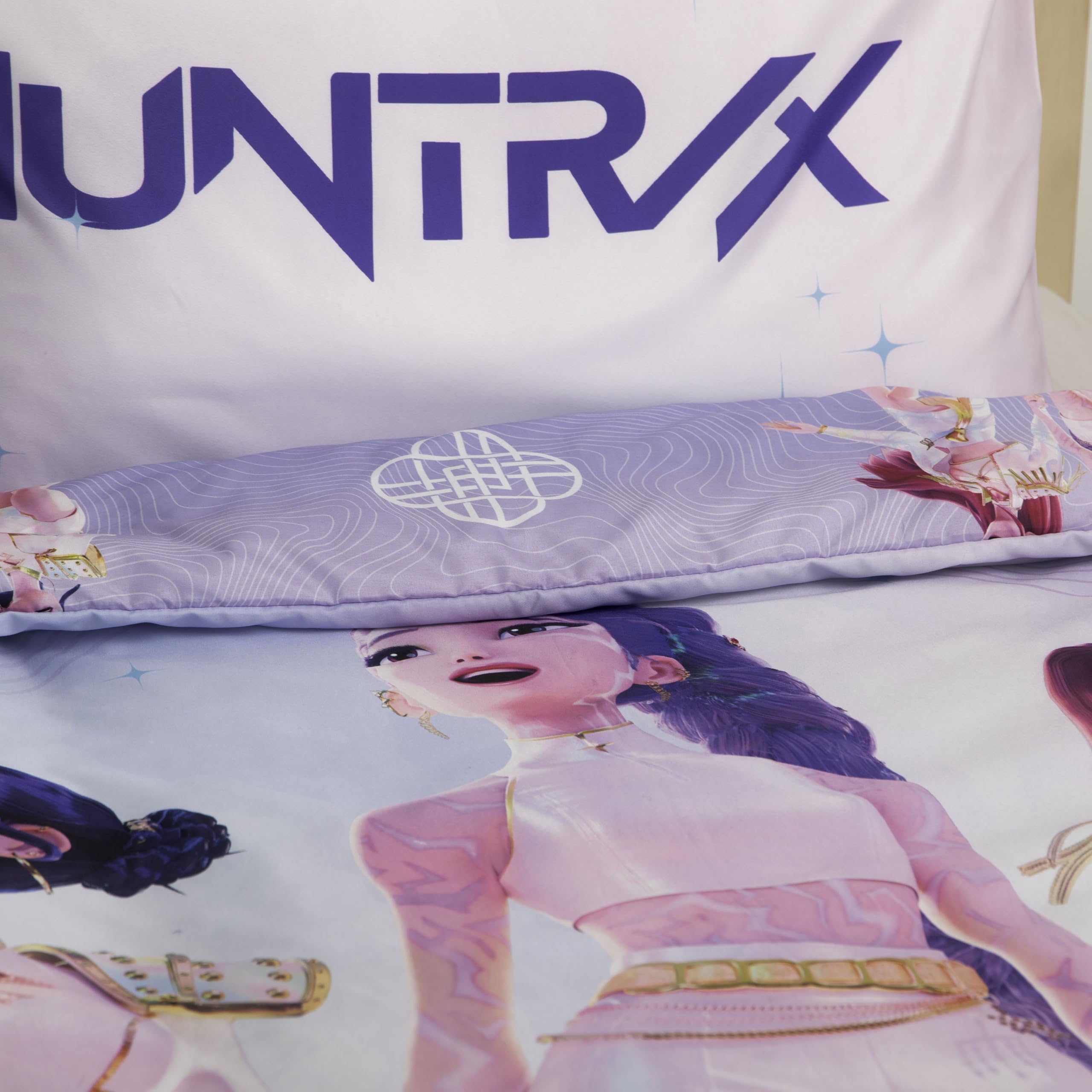 Juego de Funda nórdica Individual con Licencia Oficial de K-Pop Demon Hunters | Ropa de Cama Reversible de Dos Caras con diseño de Banda Sonora, Incluye Funda de Almohada a Juego