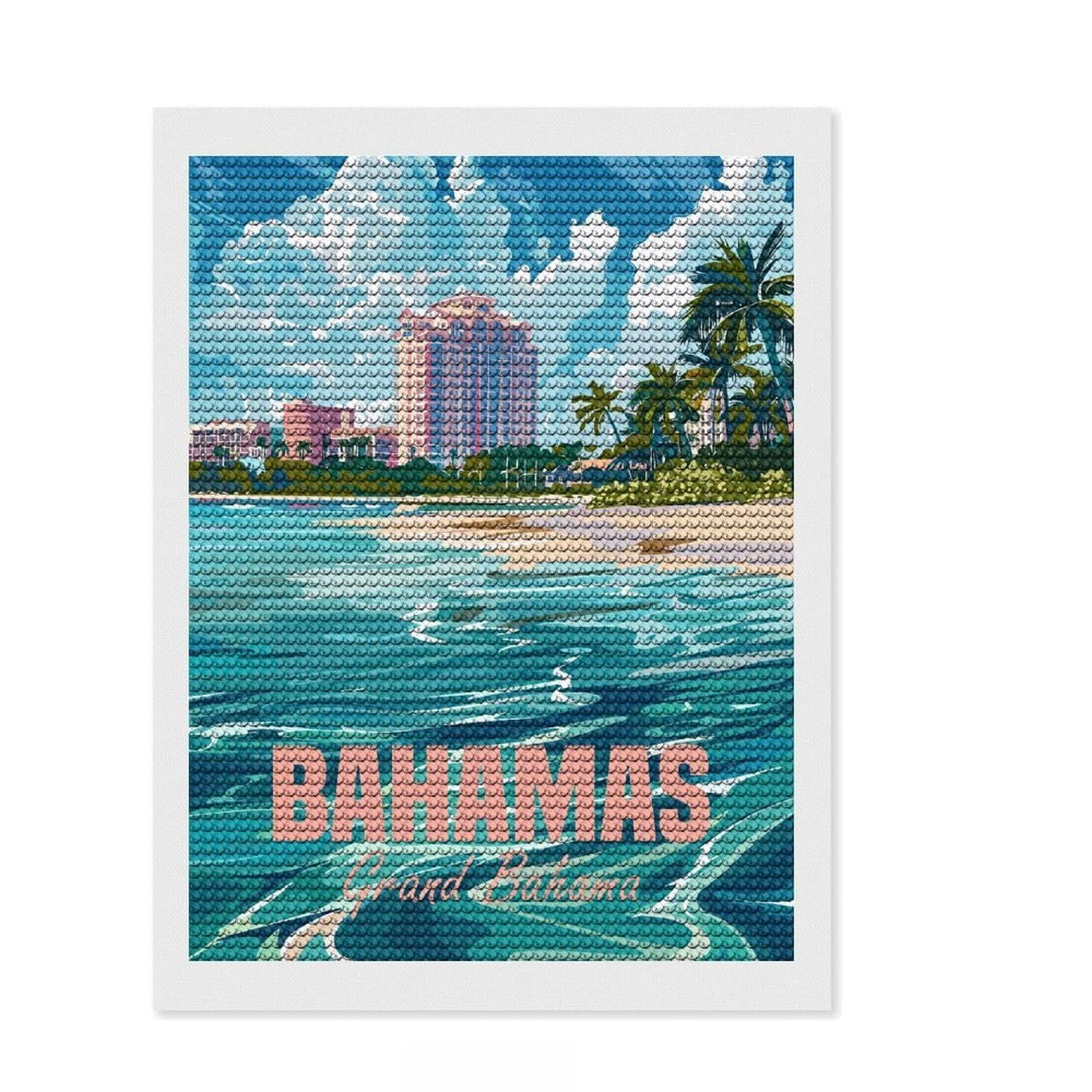 Junmoney Grand Bahama Bahamas Diamond Painting Set 12"x16", for Craft Lovers, Farmhouse Decor, Pleasing Wall Art Project, Christmas Gift