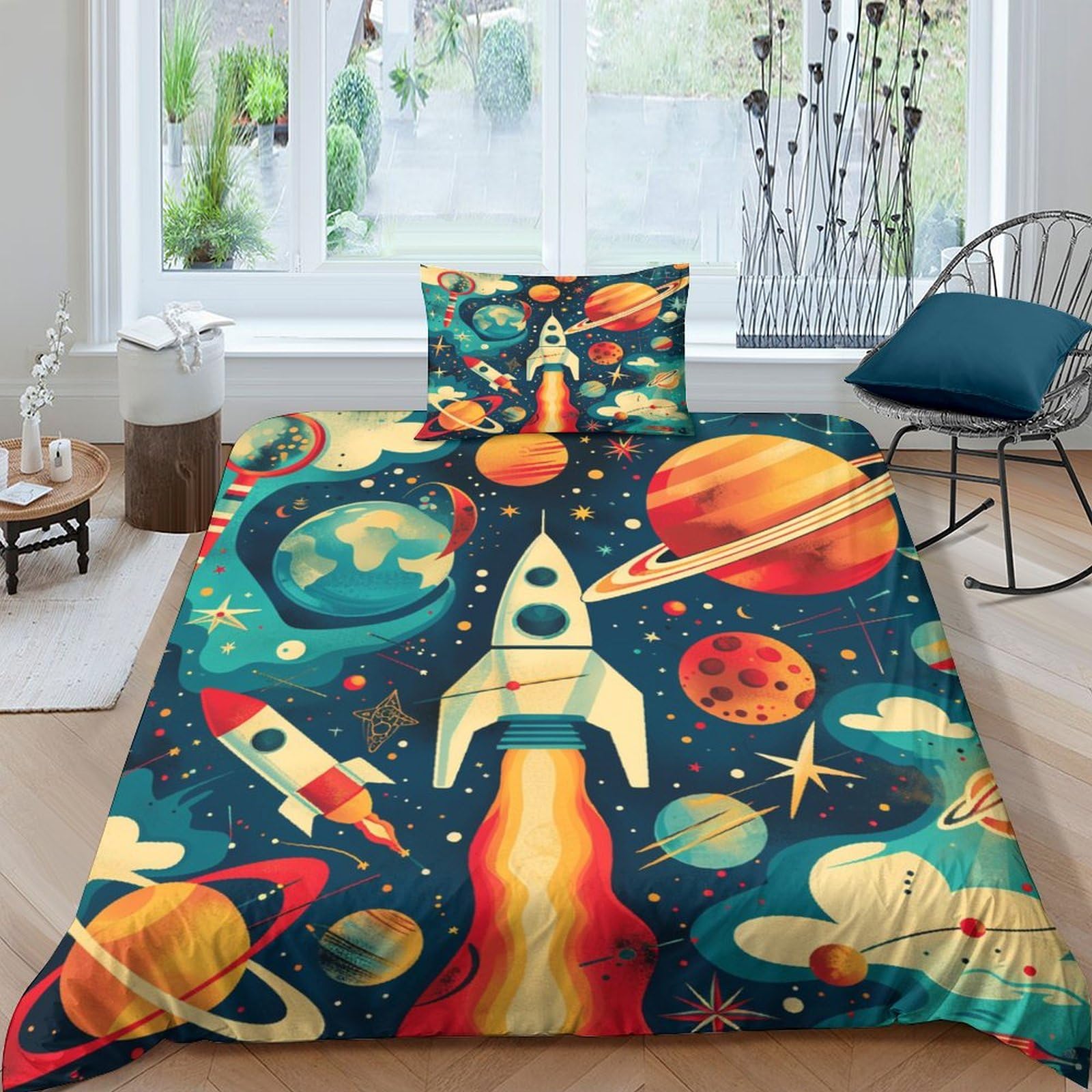 Parure de lit fusée 3D en microfibre avec housse de couette enfant