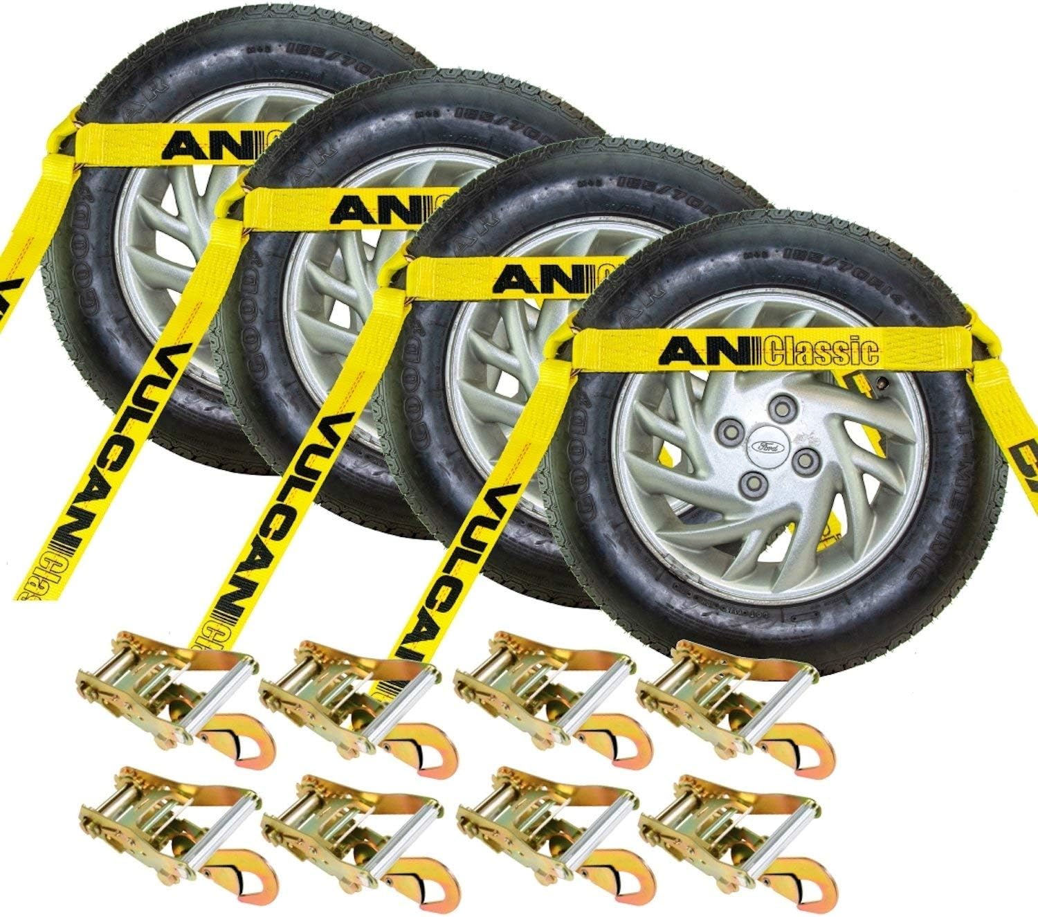 VULCAN Car Tie Down with Snap Hooks Flat Bed Side Rail