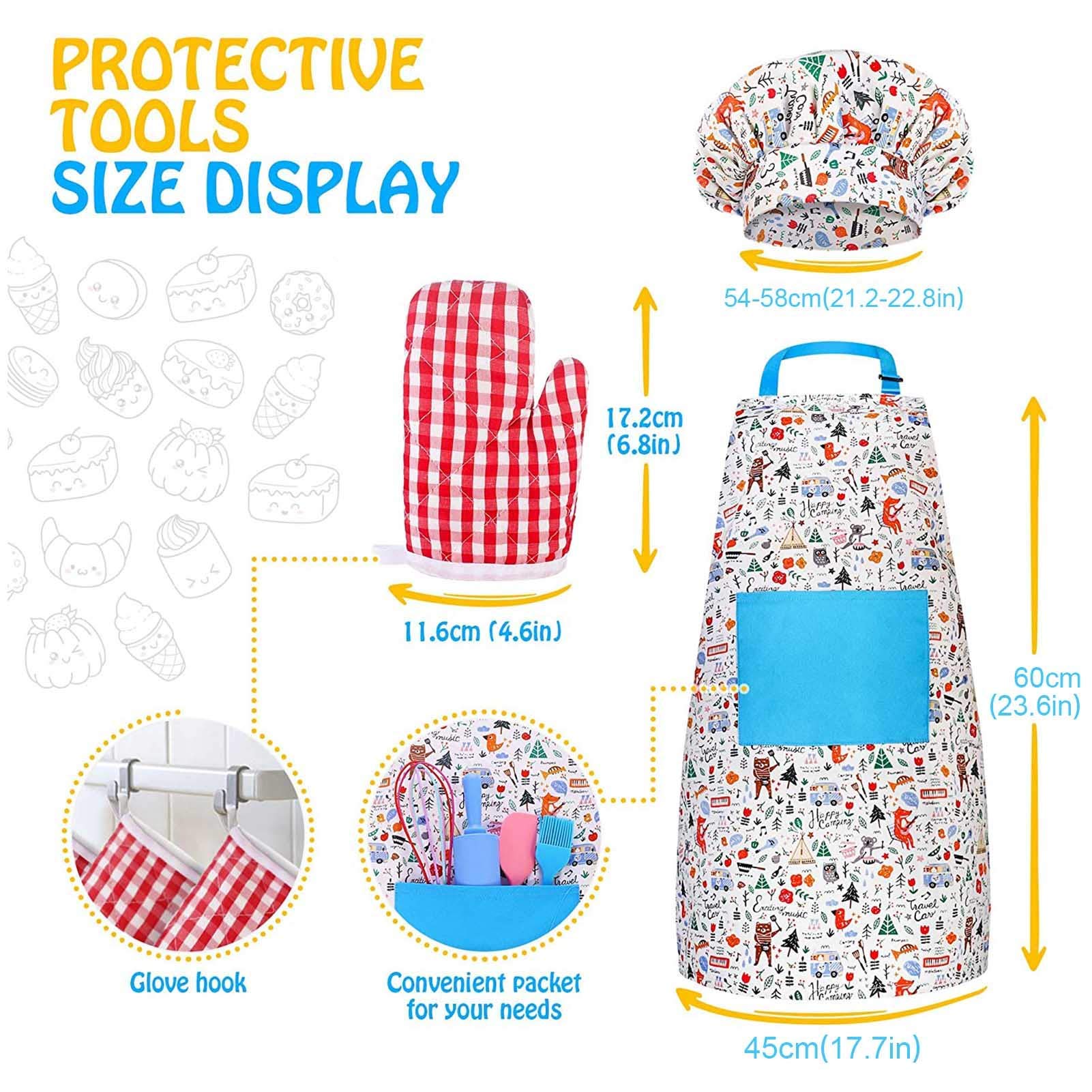 Real Kids Baking Set for Kids – 30 Pcs Gift Set Includes Kids Apron, Chef Hat, Oven Mitt, Real Baking Tools and Recipes for The Junior Chef(Yellow)