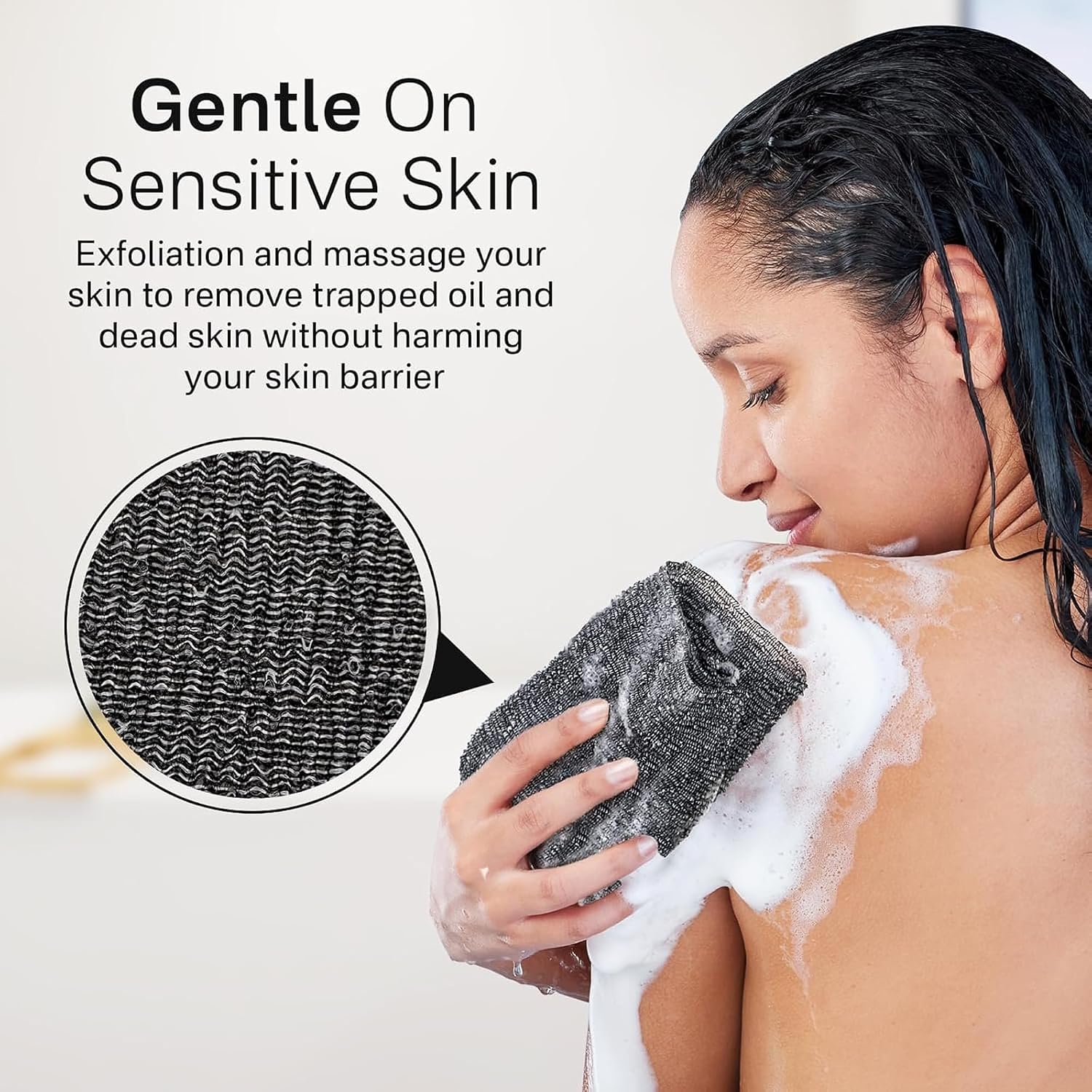 3 PCS Exfoliating Washcloth Towels - Exfoliating Body Scrubber Exfoliator, Back Scrubber for Shower Bath Use, Japanese & Korean Scrub Wash Cloths, Loofah Lufa Sponge Washer for Women Men image 4