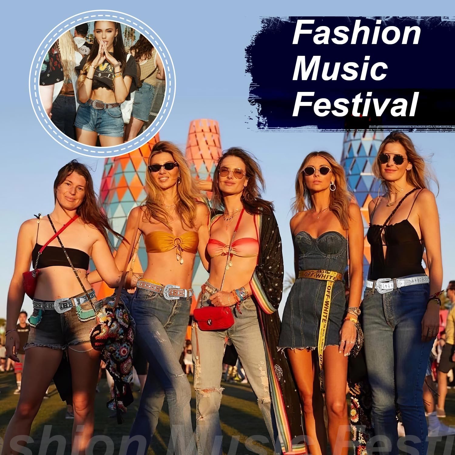 Sparkly Rhinestone Diamond Sequin Studded Belt for Men & Women - Western Cowgirl Cowboy Style - Image 7