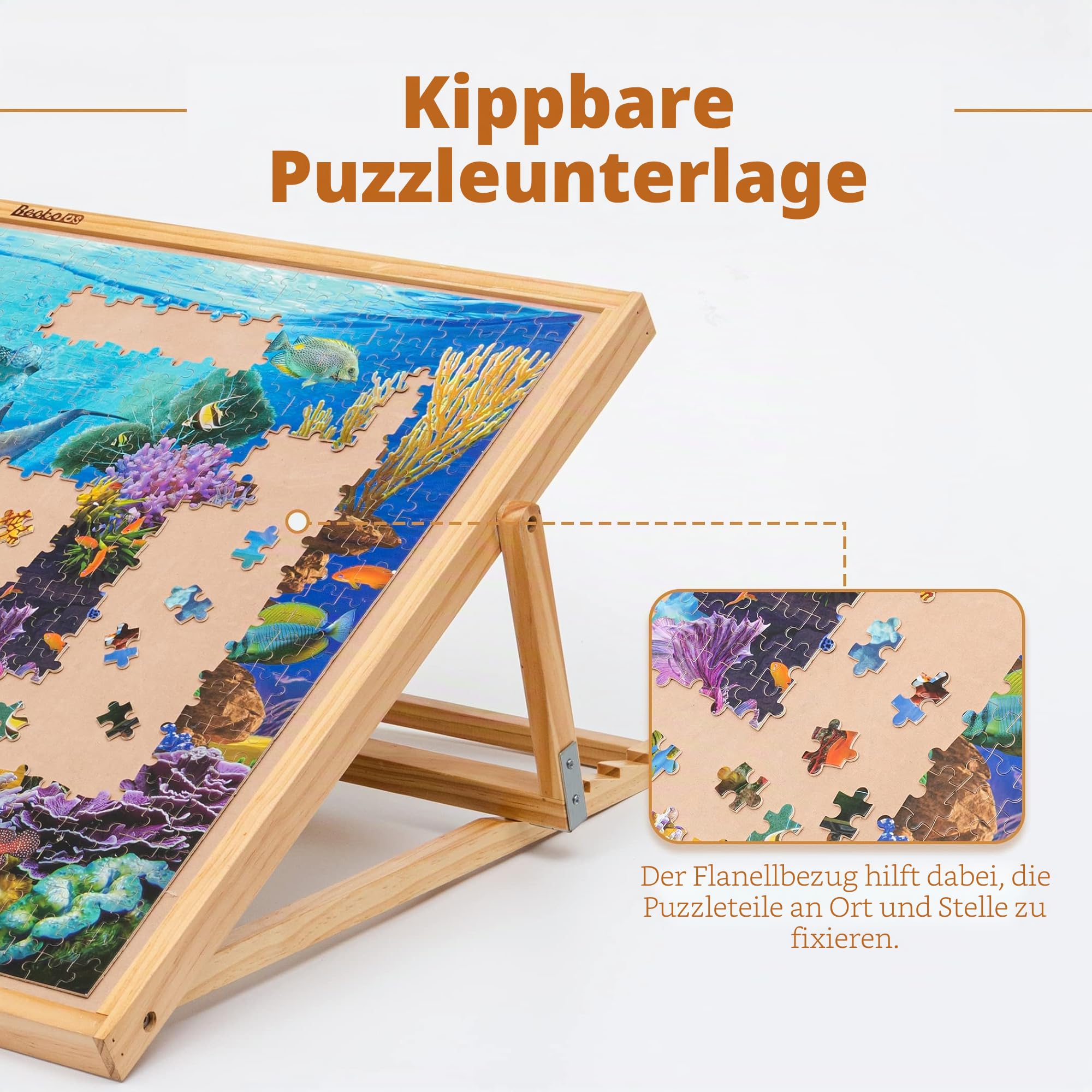 Becko Adjustable Wooden Puzzle Board Jigsaw Puzzle Plateau Puzzle Easel for Adults for Puzzles Up to 1000 Pieces