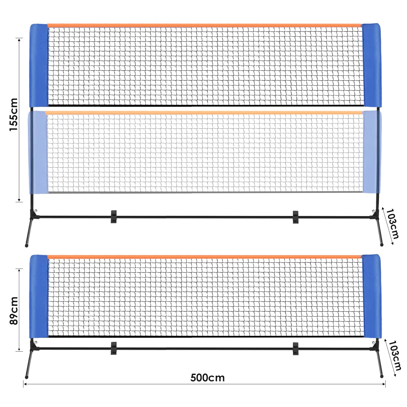 Red Badminton Red Voleibol Tenis portatil Ajustable, 4 m / 5 m Plegable Red para Voleibol para el Interior o al Aire Libre, con Soporte y Bolsa, Altura Ajustable, Fácil Instalación