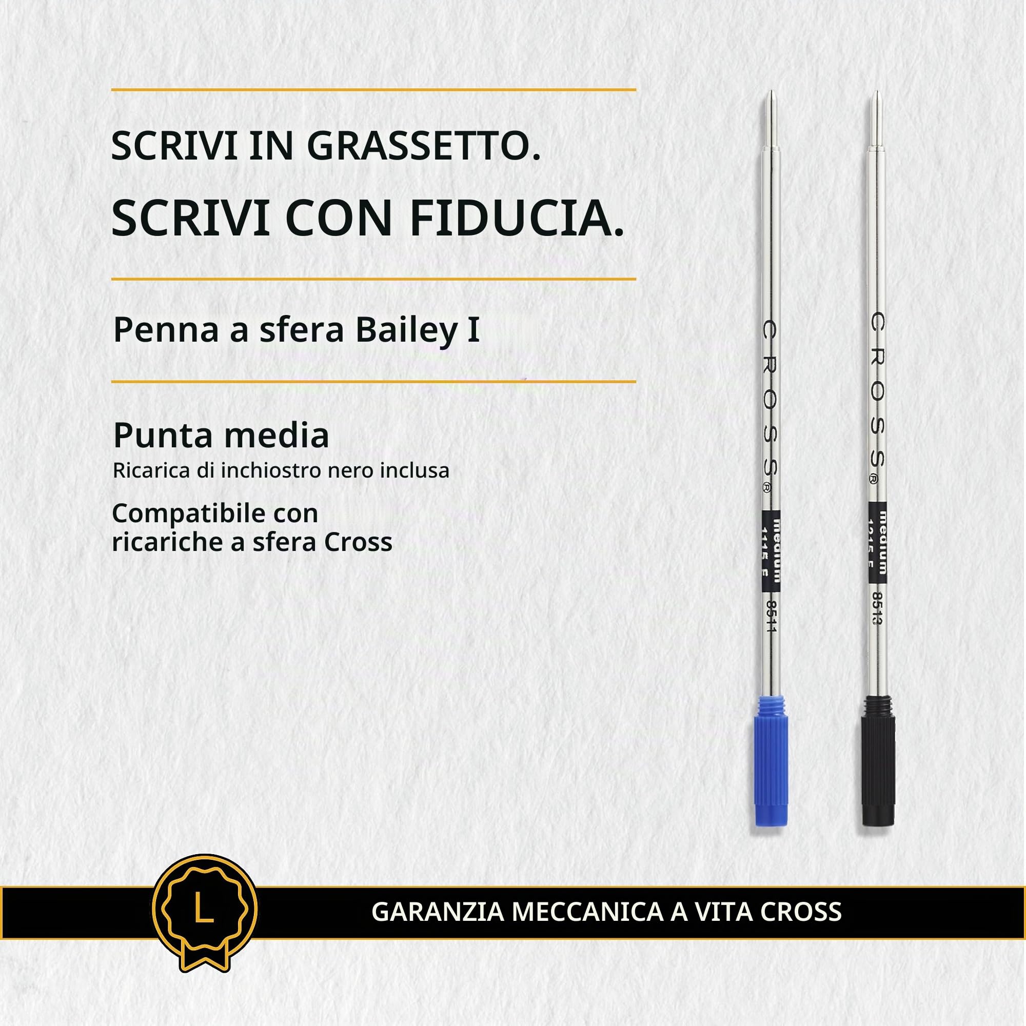 CROSS Bailey Penna a sfera laccata nera opaca con appuntamenti in PVD nero lucido