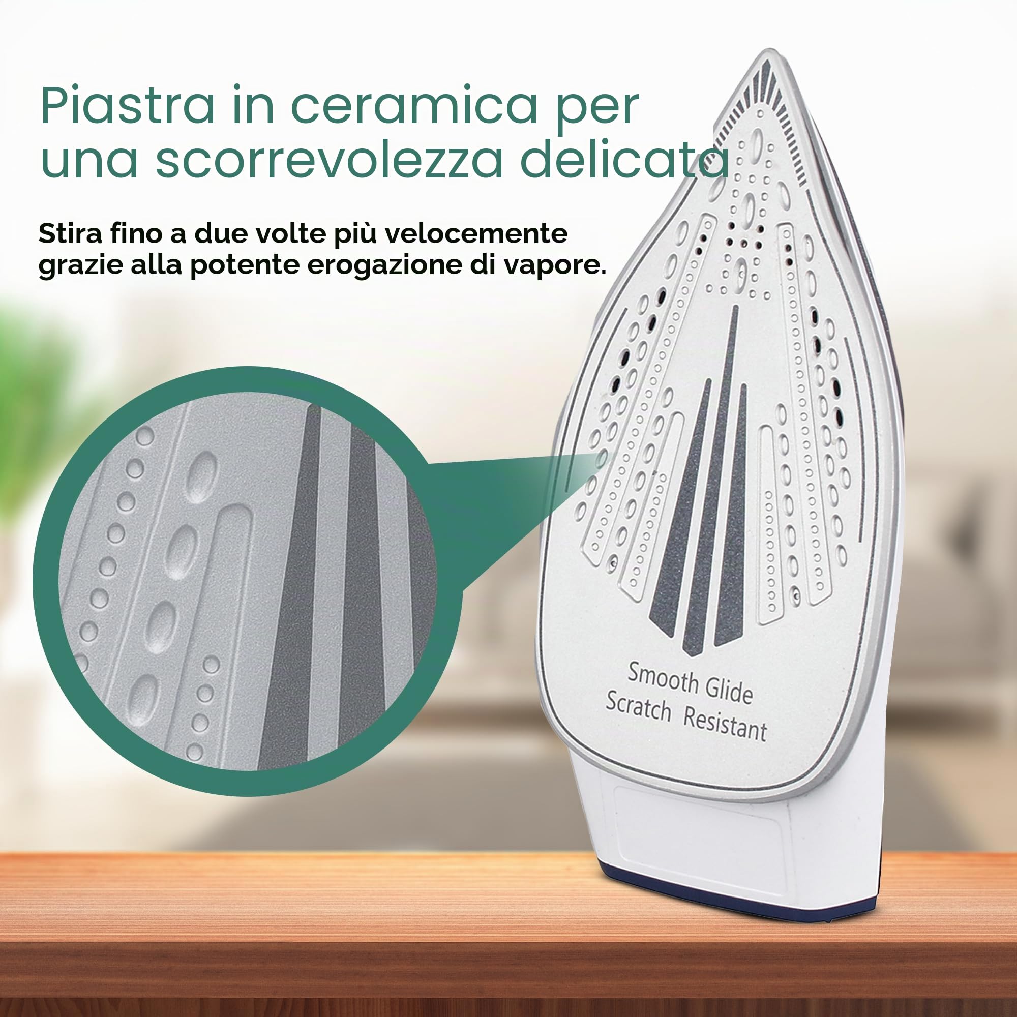 Emerio Ferro da stiro a vapore, 2200 Watt, 5,5 bar, capacità di 1500 ml, potenza massima 200 g, serbatoio rimovibile per una facile ricarica, termostato regolabile, piastra in ceramica | SG-123562