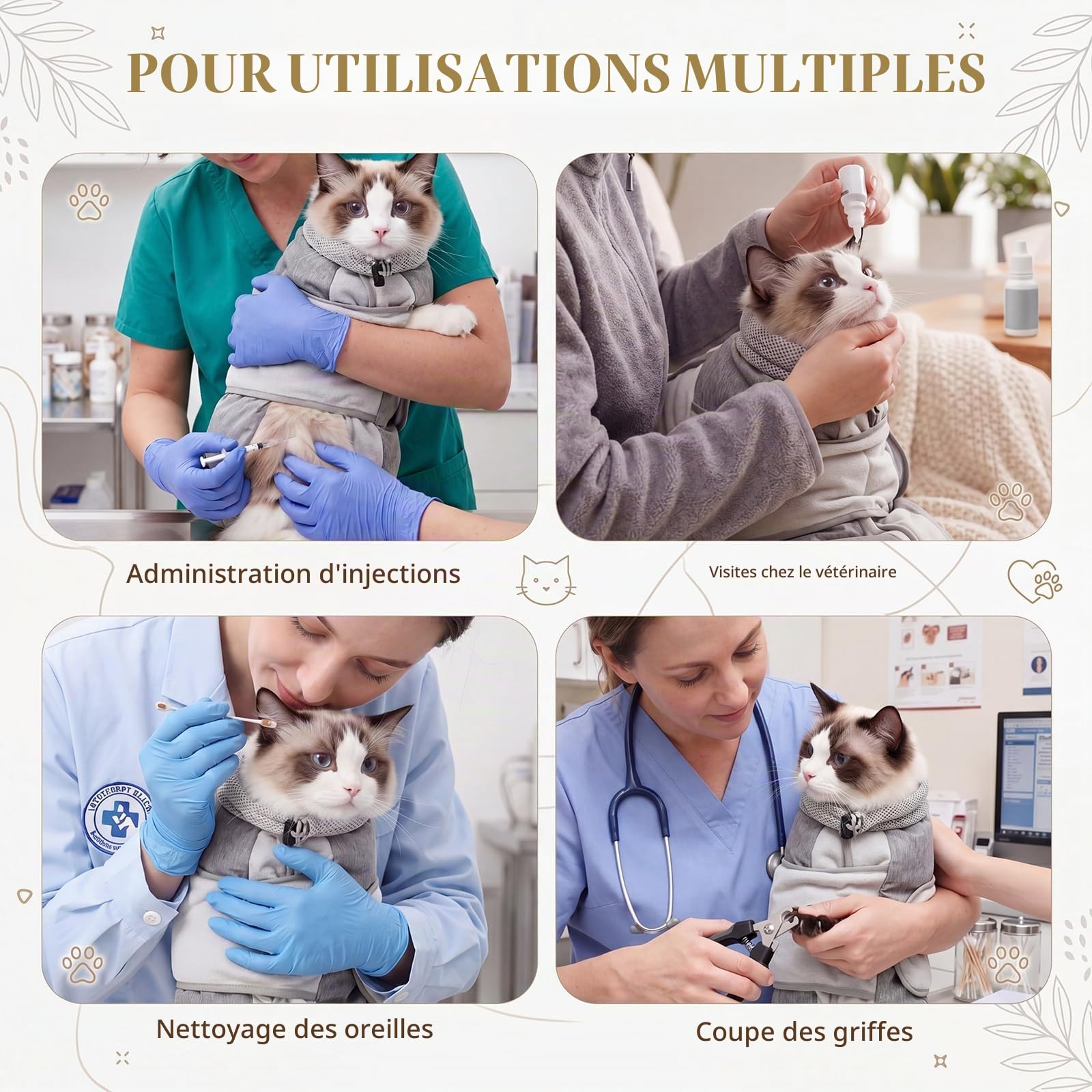 Hsei Rouleau de toilettage pour chat pour couper les ongles avec coupe-ongles et lime, taille S