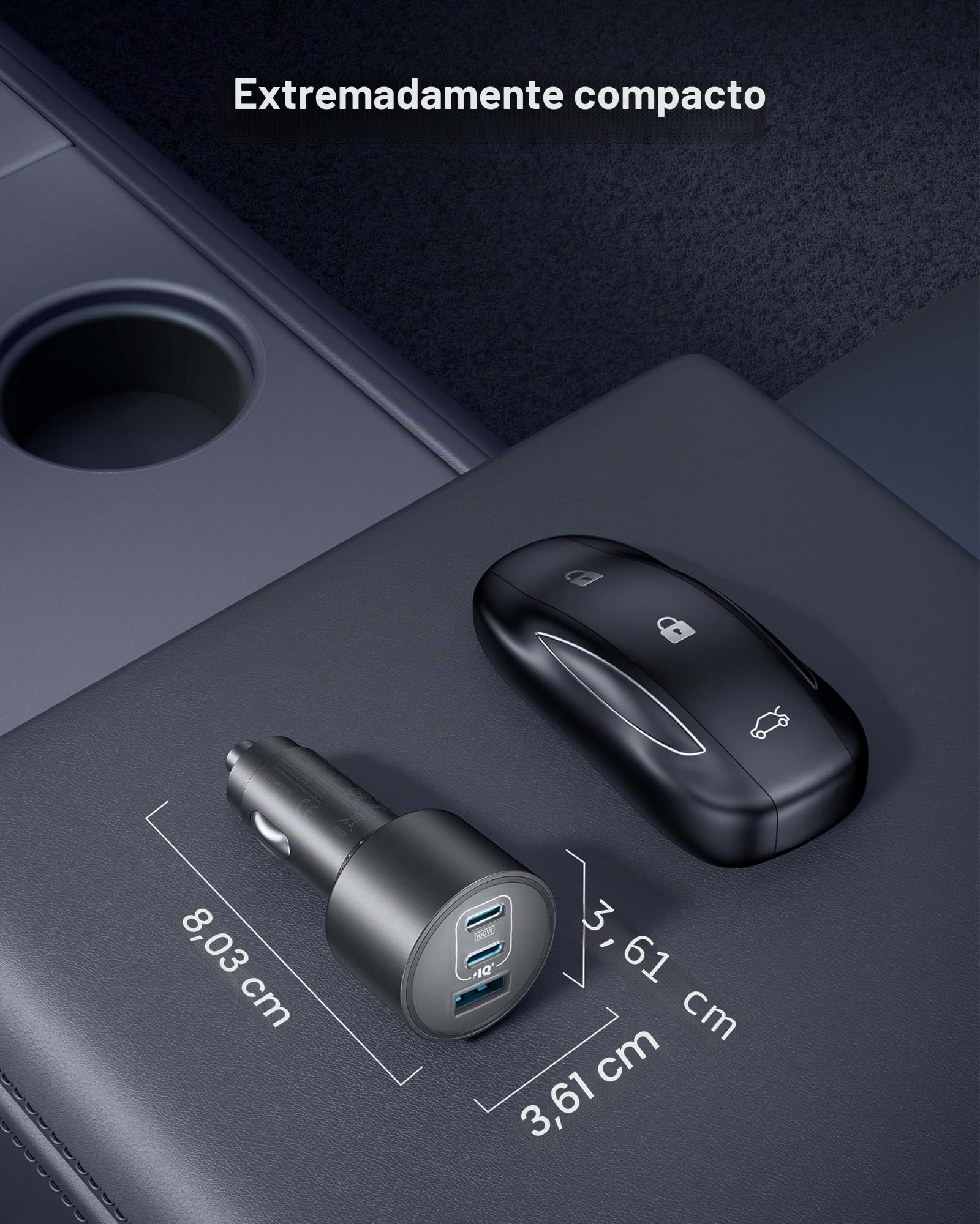 Anker Cargador de Coche USB-C, Cargador de Coche Rápido Tipo-C Ultracompacto 3 Puertos 167,5 W Máxi. para MacBook Pro/Air, iPhone 15/14 / 13 Series, Samsung S24 / S23, iPad Pro, AirPods y Más