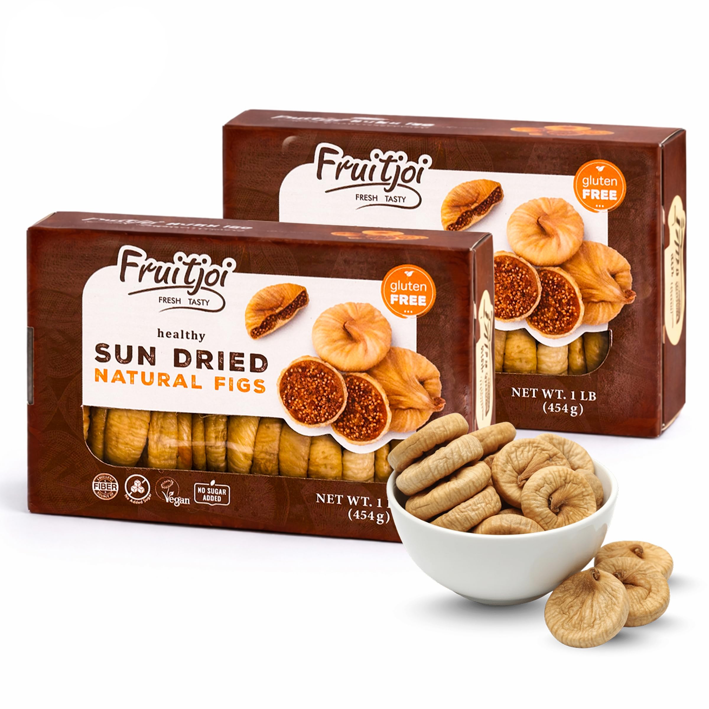 Fruitjoi Sun Dried Natural Figs – Premium Turkish Dried Figs, No Sugar Added, Gluten Free, Vegan, High Fiber Healthy Snack, Fresh & Naturally Sweet, 1 lb (454g)