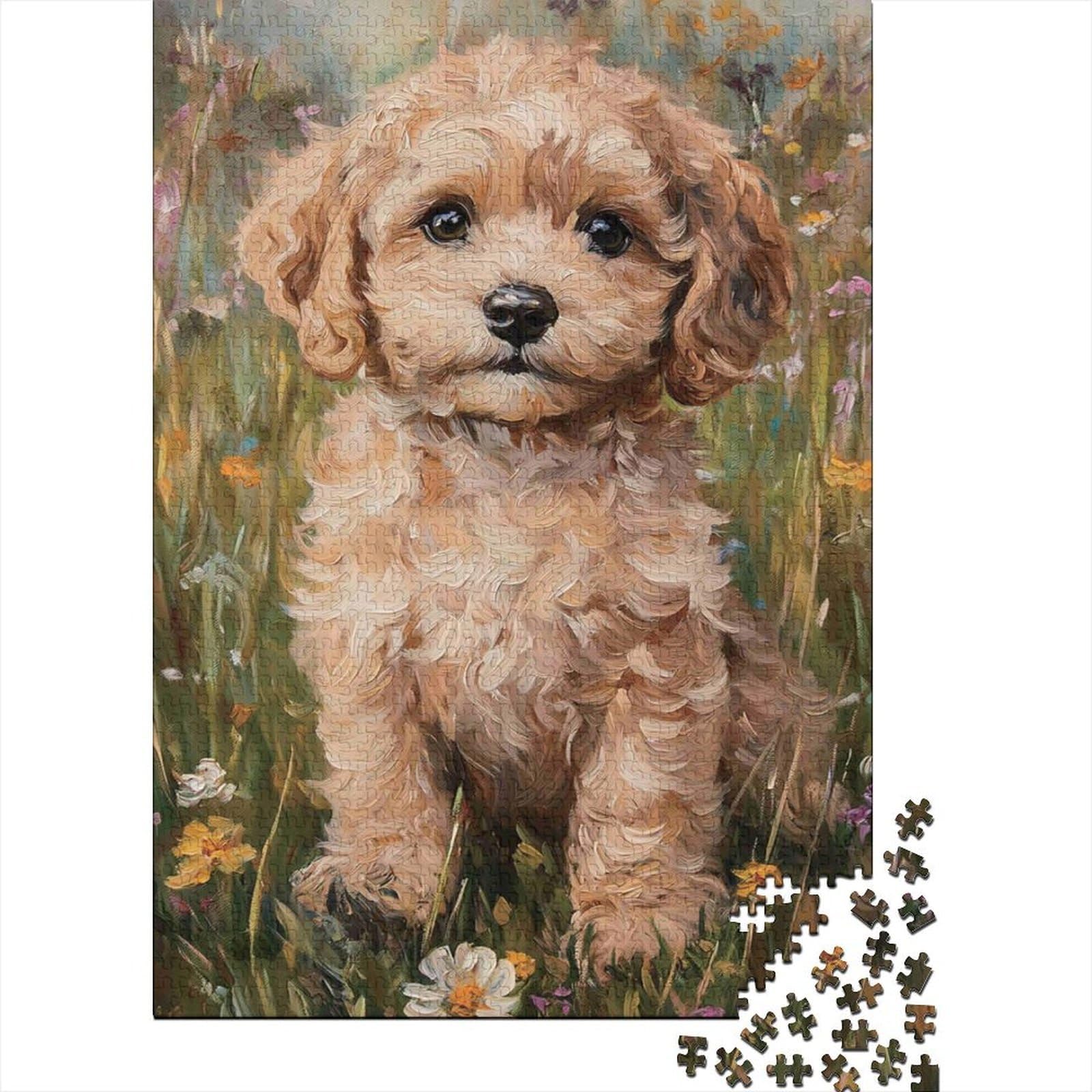 Cute Puppy Painting Jigsaw Puzzles Puzzle for Adults Kids. 1000 Piece Impossible Challenge Toy Educational Games Home Decoration for Educational Games Gifts 38x26cm/1000pcs