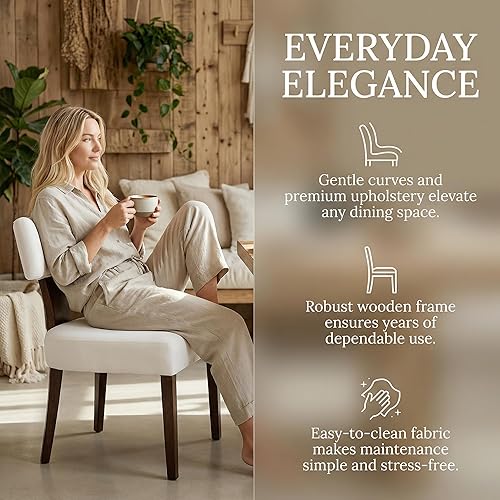 Miniatura 4 de HNY - Juego de 6 sillas de comedor modernas de mediados de siglo, sillas de cocina de terciopelo tapizadas con respaldo curvo, estilo granja, con