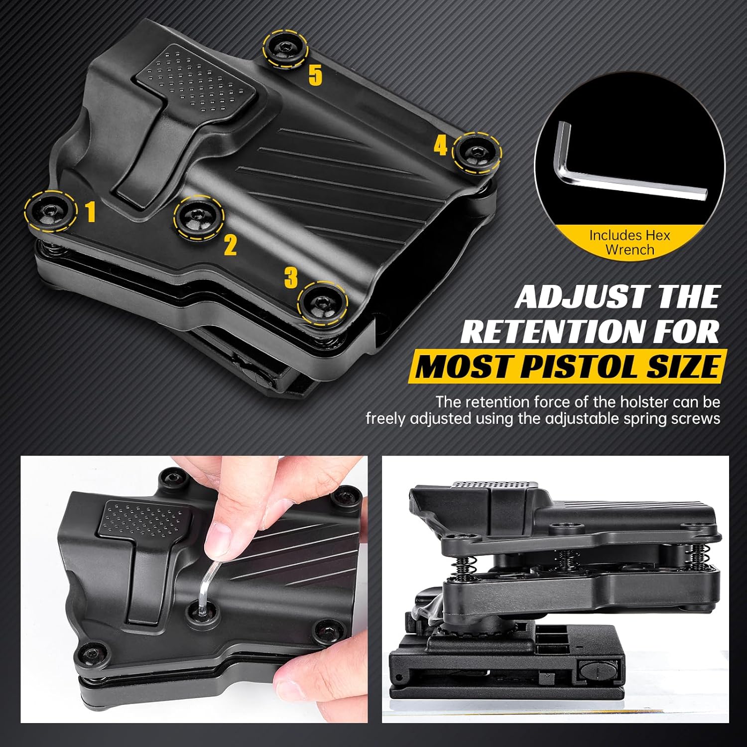 Universal OWB Gun Holster Fits Glock 17/19/22/26/43 Taurus G2/G2C/G3C Sig P365 P320 1911 Series Springfield Hellcat M&P 9mm Most Popular Full Size & Compact Pistols, Index Finger Release, Right Hand