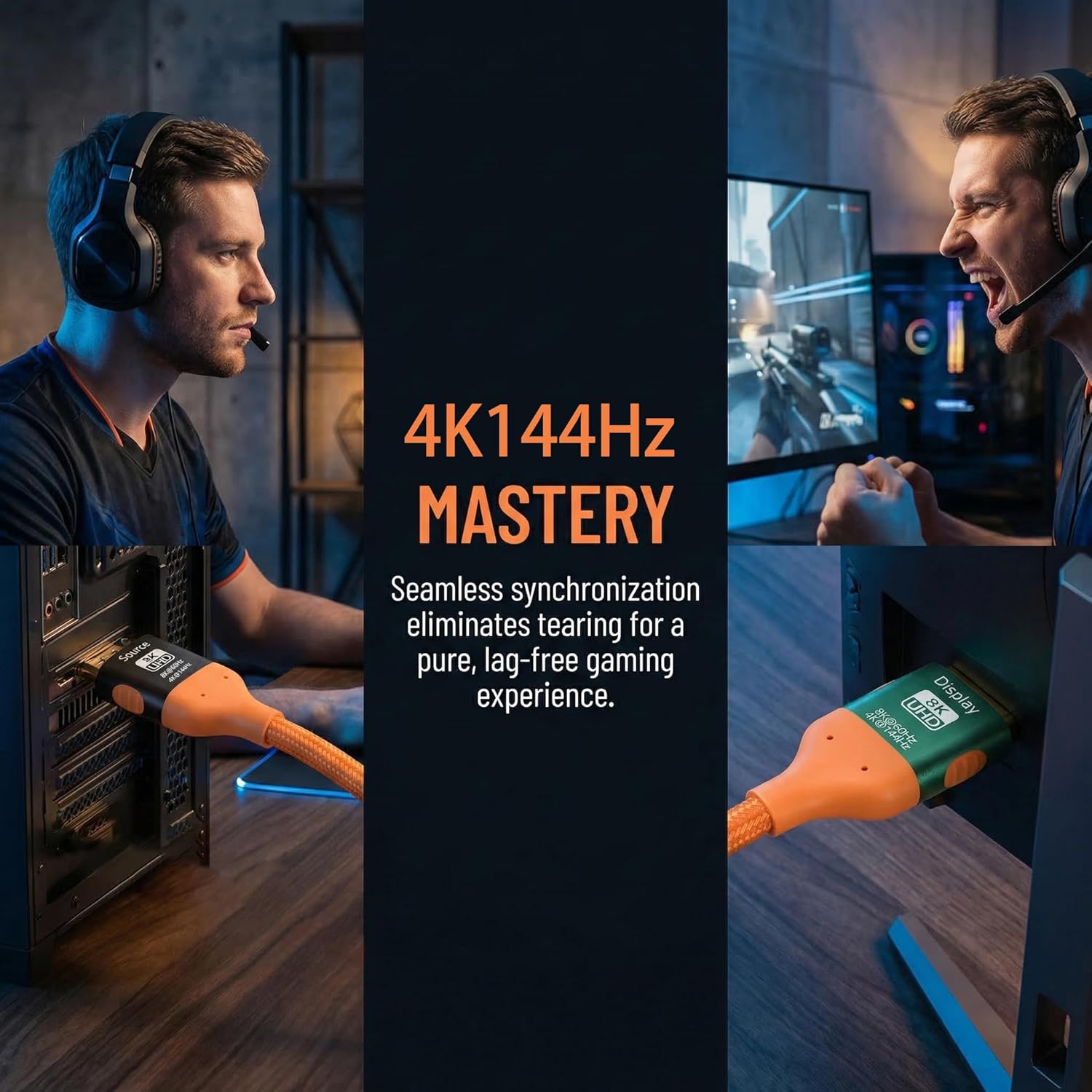 8K Electromagnetic Interference-Resistant HDMI Fibre Optic Cable, 50 ft, 8K@60Hz,Unidirectional 8K HDMI cable, 48Gbps high-speed transmission, suitable for 8K HD TVs and streaming devices