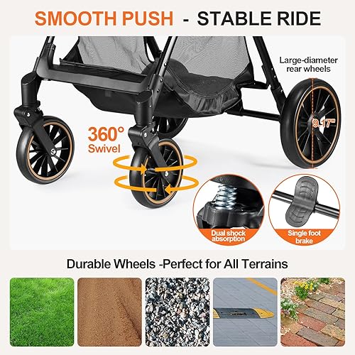 Miniatura 4 de Cochecito para mascotas para perros pequeños y gatos de hasta 55 libras, cochecito de perro mejorado de 4 ruedas para perros grandes, 3 en 1,