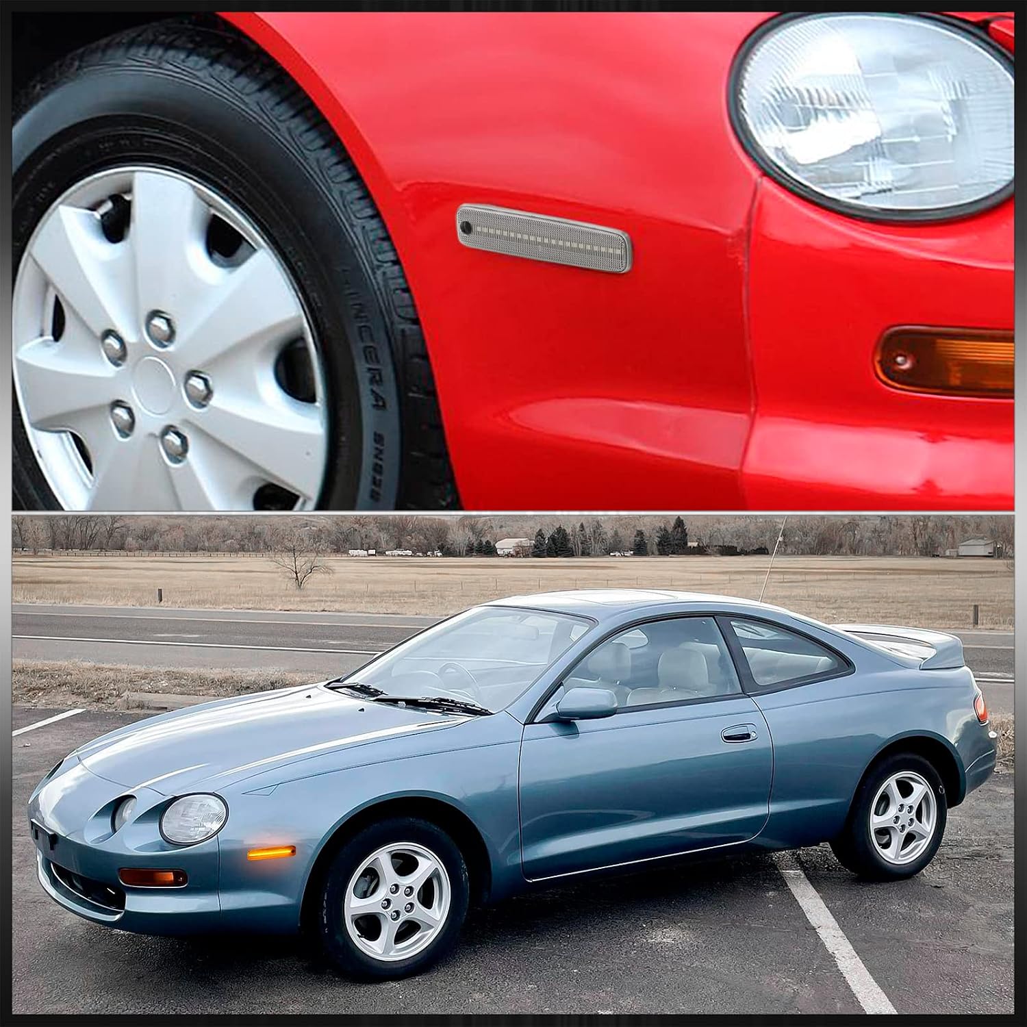AJP Distributors Clear Lens JDM Front Bumper Fender LED Side Marker Lights Reflectors Signal Lamps Assembly Pair Compatible/Replacement For Celica ST204 1994 1995 1996 1997 1998 1999 94 95 96 97 98 99