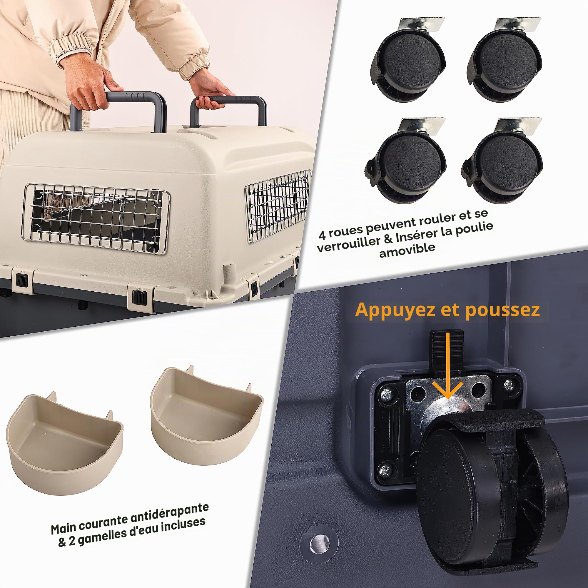 Elevon Cage de Transport en Plastique pour Animal Domestique - Approuvée par Les compagnies aériennes - Grande Taille (L x l x H) : 78 x 54 x 57,9 cm