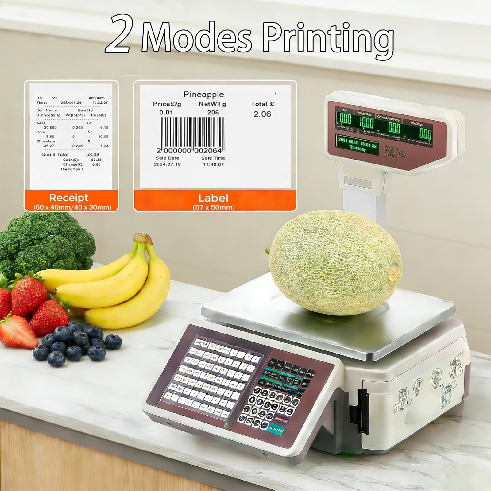 Balance d'impression D'étiquettes, Balance Numérique de Codes à Barres avec imprimante, pour supermarché, Haute précision 10g, capacité 30kg