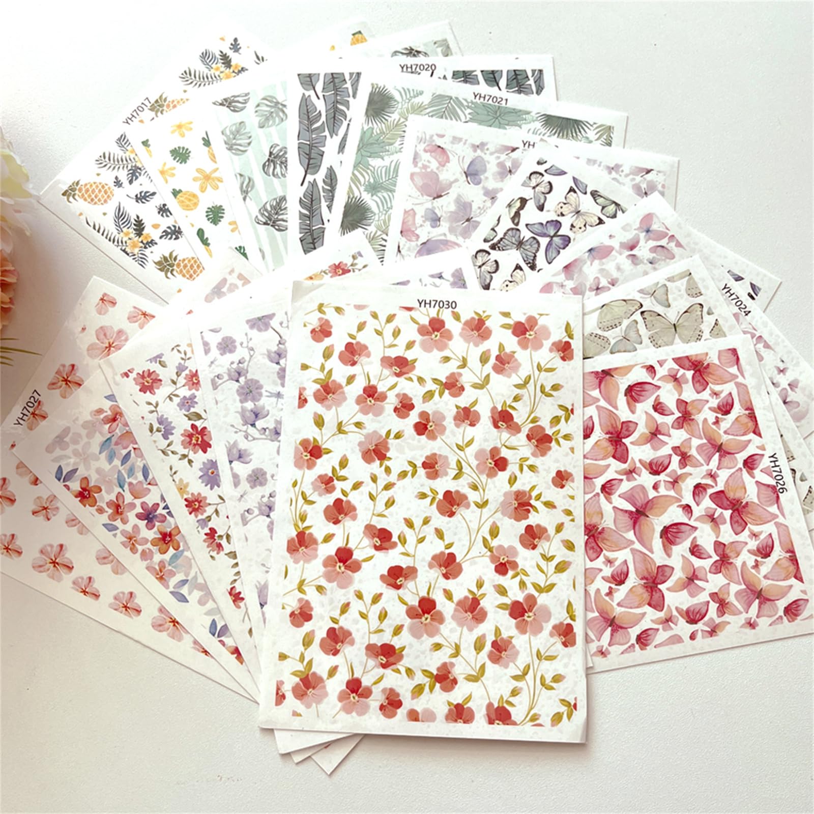 JSGHGDF Klei Transfer Papier Bloem Blad Vlinder Transfer Papier In Water Oplosbare Transfer Papier Voor Klei Oorbellen Sieraden Maken