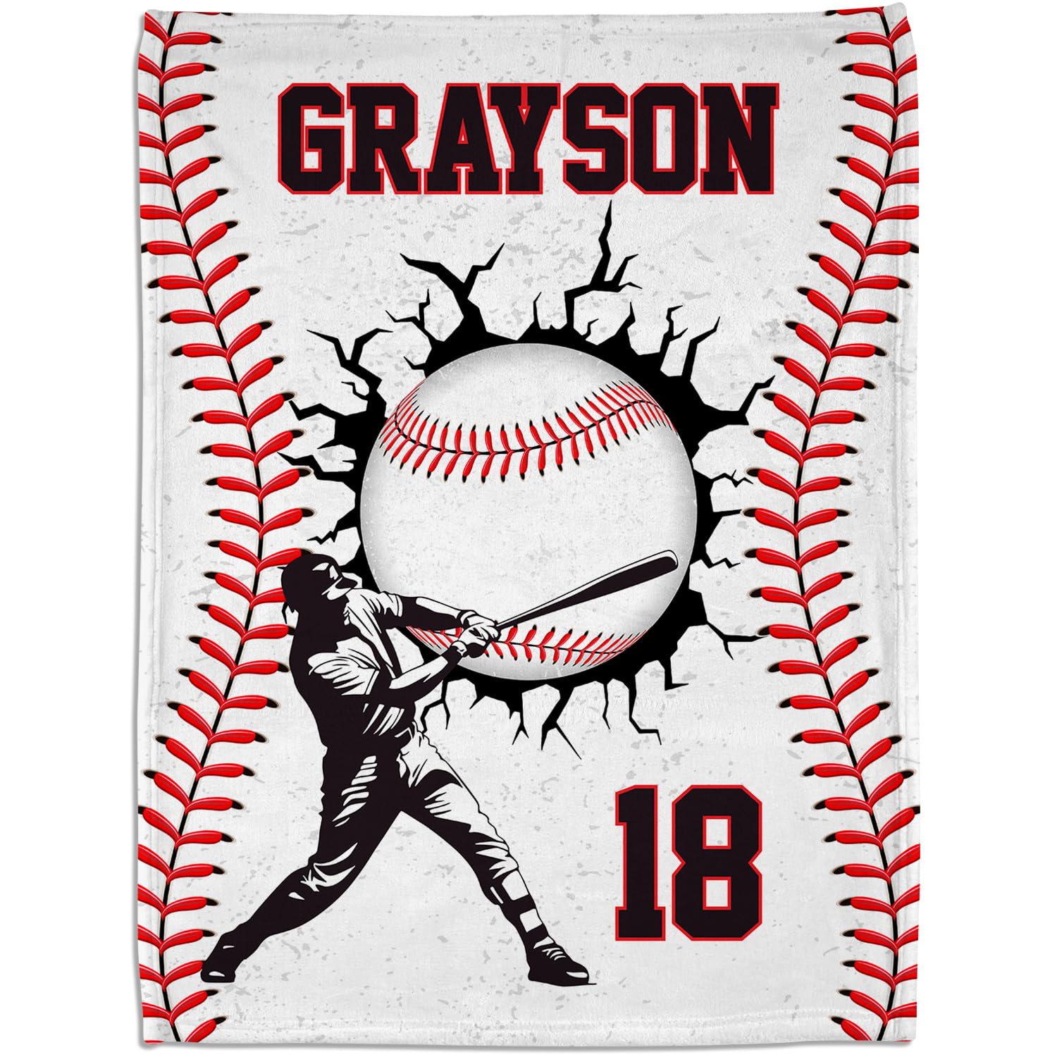 Master5line Personalized Baseball Blankets with Name and Number, Custom Baseball Team Game Throw Flannel Blankets, Gifts for Boys, Daughter, Grandkids