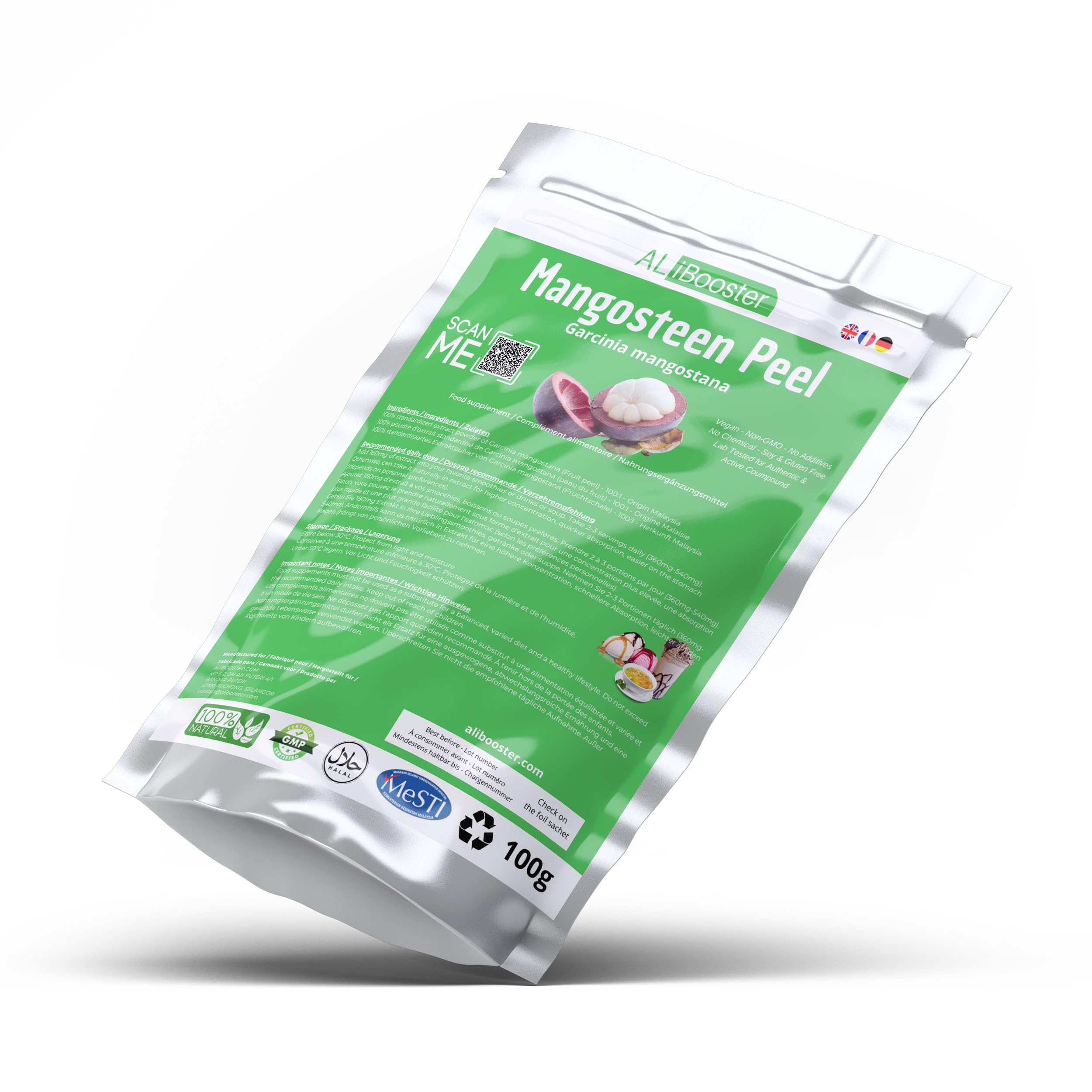 Extrakt aus Mangostan (Mangosteen) - 100g reines 100% natürliches Pulver ohne Zusatzstoffe - Für Suppen, Getränke, Backwaren