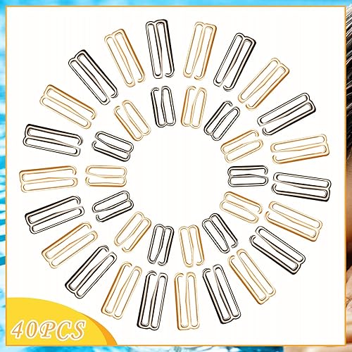 Miniatura 2 de Boao 40 ganchos para brasier de traje de baño, correa de repuesto, gancho deslizante de metal para trajes de baño y lencería, 2 tamaños (0.709 in,