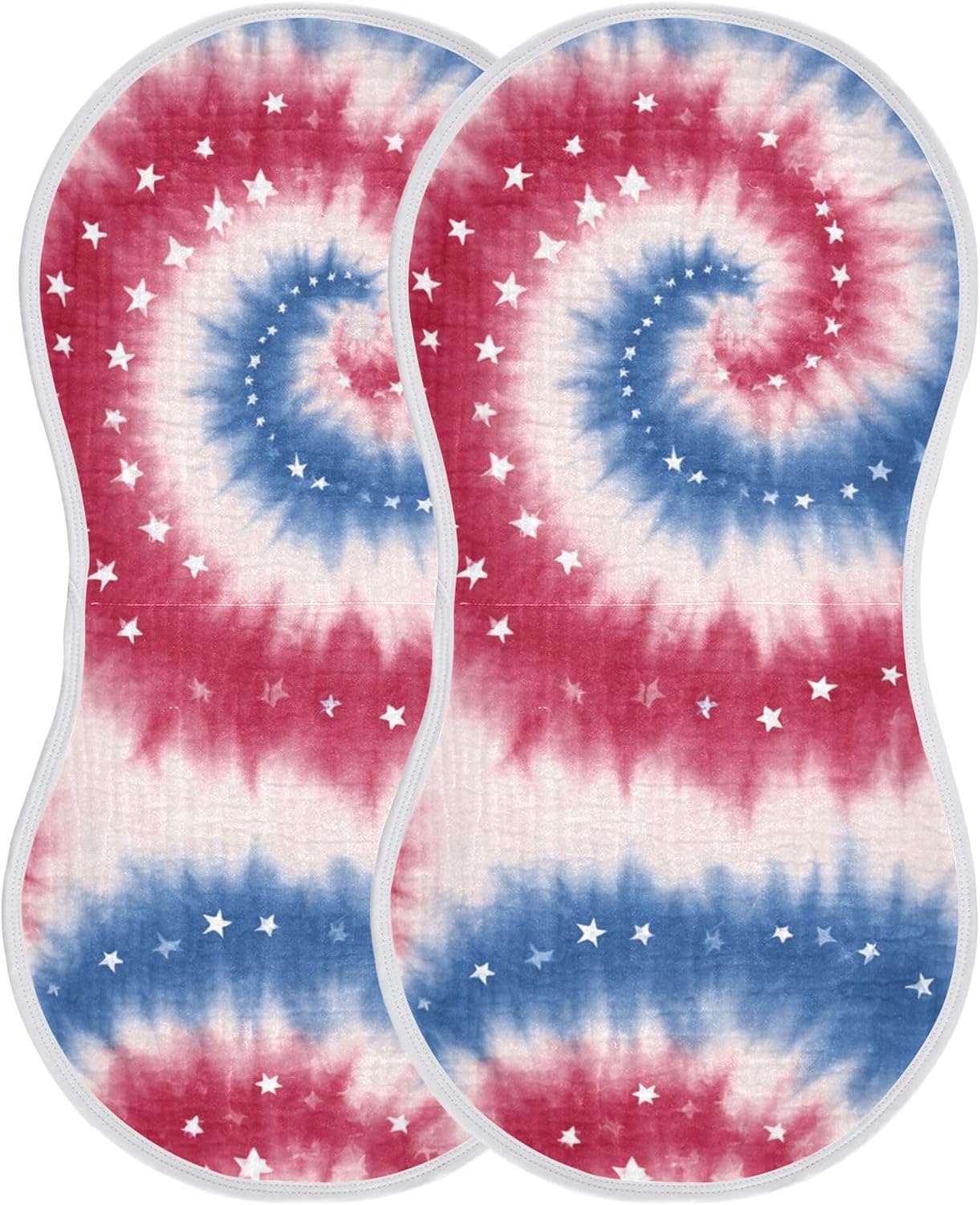 July 4th Tie-dye Burp Cloths Baby Boys Girls Absorbent Soft Cotton Burping Cloths Rags 4 Pack