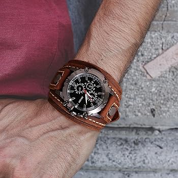 Sena@お手頃な腕時計を出品中 Amazon.co.jp: DeeRace 腕時計ワイドPUレザーファッションカフビッグ