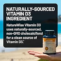 Vista 3 de NatureWise Vitamina D3 5000iu (125 mcg) Suministro de 1 año para el apoyo inmunológico, función muscular saludable y salud ósea - Sin GMO, libre