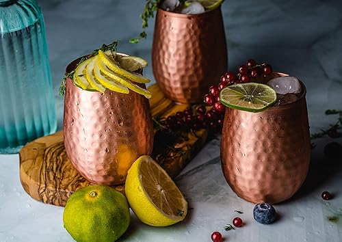 Miniatura 3 de Vasos de cobre – Juego de 4 vasos de 16 onzas – Una manera única de disfrutar del vino – Vaso puro perfecto para el agua – Mejor que los vasos