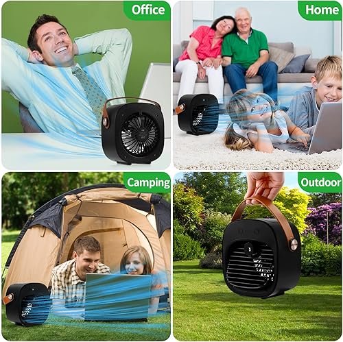 Vista 6 de Aire acondicionado portátil recargable, mini aire acondicionado de 5200 mAh, enfriador de aire personal con 3 velocidades, aire acondicionado