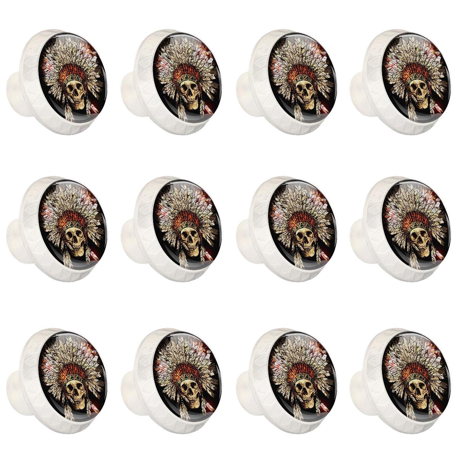 Boutons de placard et armoires de cuisine en relief - Poignées de commode motif crâne indien