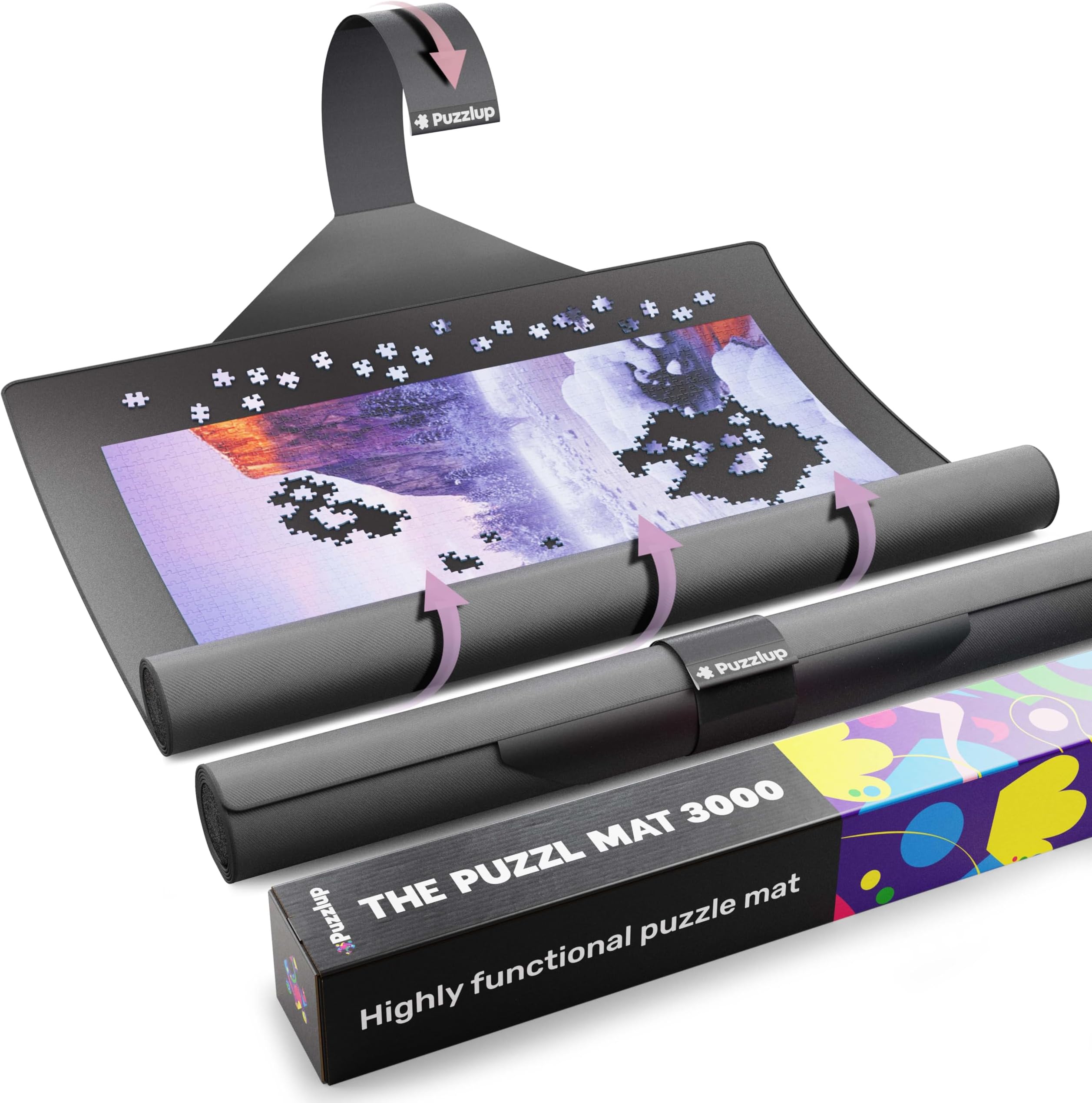 Puzzlup Jigsaw Mat 3000 Pieces - 95 X 140 cm (37 x 55 Inches) - Non Slip Roll Up Foam Puzzle Mat - Suited for Puzzles of 500, 1000, 1500, 2000 or 3000 pieces - Portapuzzle With Gift Packaging