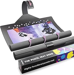 Premium Puzzle Mat up to 1500 Puzzle Pieces - 65 x 120 cm - Rolled up in Seconds with Simple Integrated Velcro Closure - Roll Up Puzzle Mat with Gift