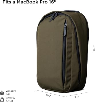 ALPAKA Metro Backpack Pro for Men - Fits 16 Laptop Business Travel Backpack with YKK Zippers, MOD Key Leash,Axoflux 600D (Army Green)