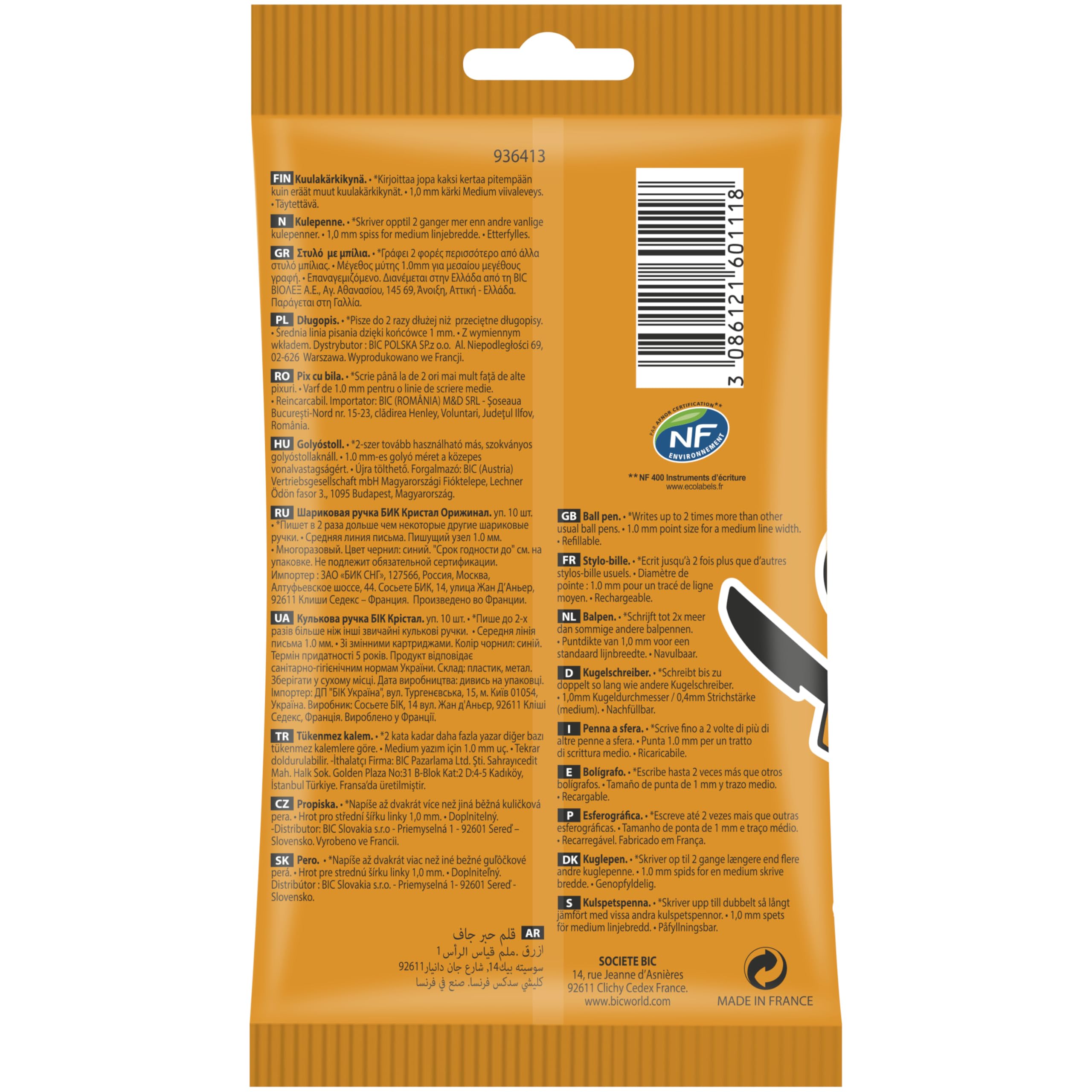 BIC Cristal Original Długopis niebieski Pouch 10szt