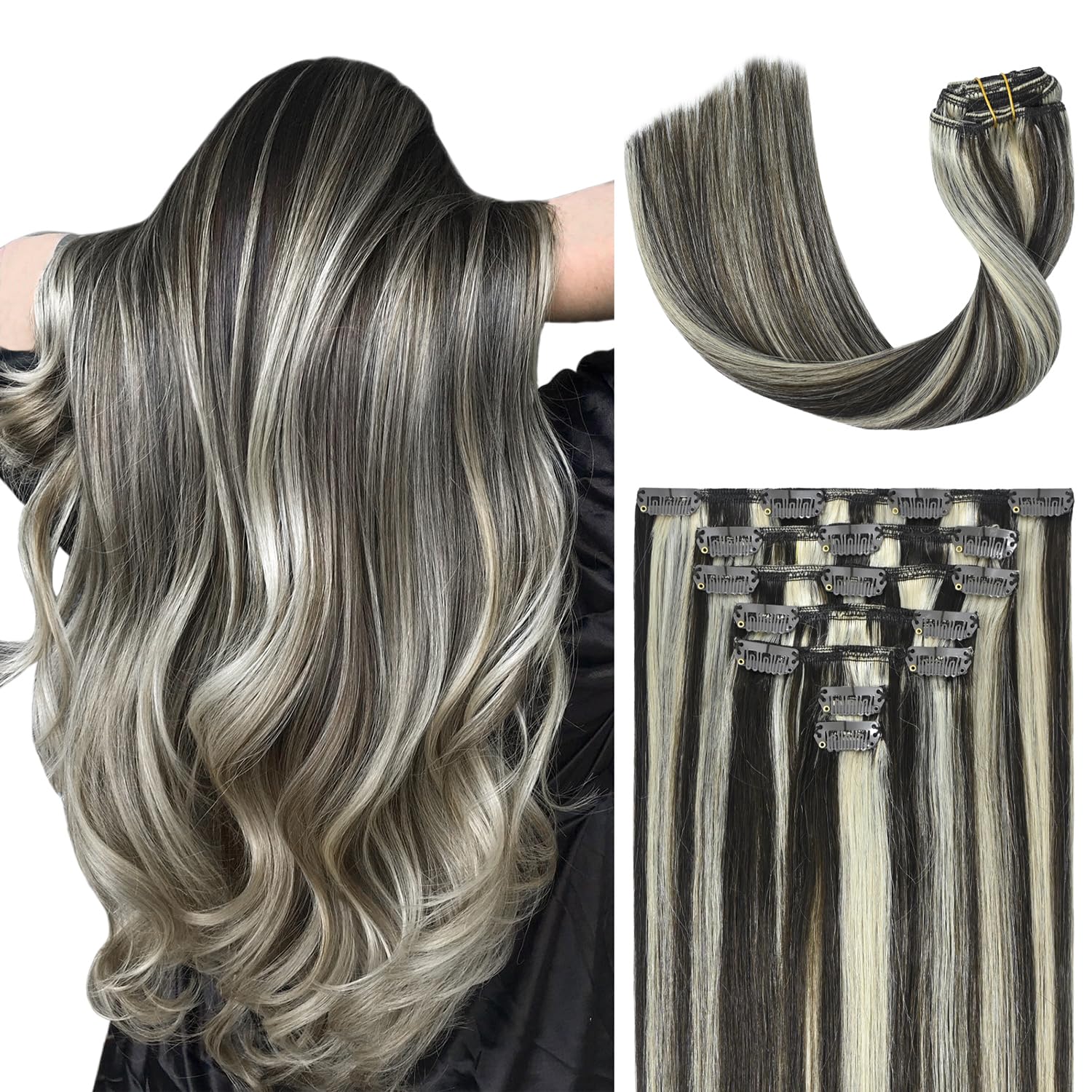 WindTouch Clip in Hair Extensions Human Hair, 15 Inch 75g #4 Medium Brown Hair Extensions for Women Real Human Hair Clip in, Remy Human Hair Extensions Clip ins, Soft Natural Straight — view 39