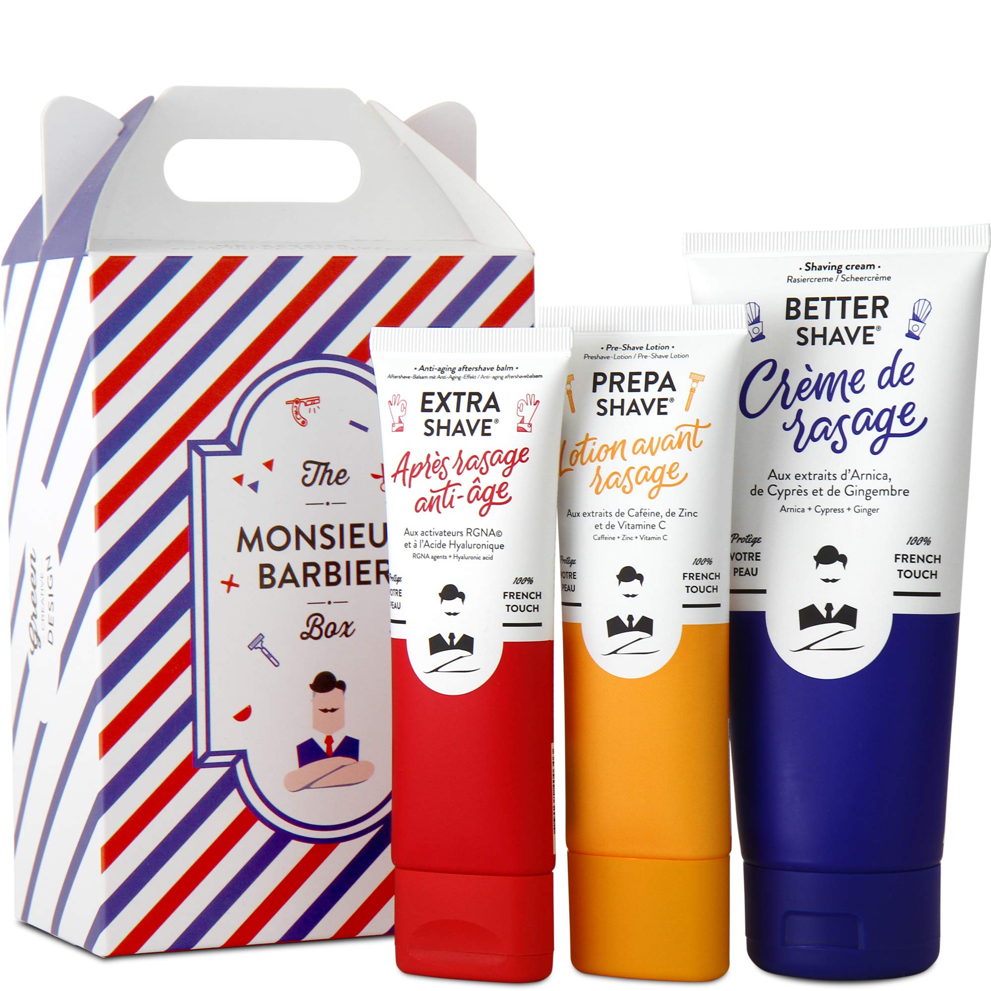 Kit de Rasage Lotion Avant-Rasage 75mL Crème de Rasage 100mL Baume Après-Rasage Anti-Age 75mL