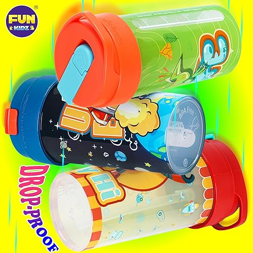 Miniatura 3 de Paquete de 3 botellas de agua para niños de 17 onzas, tapa cubierta con boquilla Total my Style y asa de transporte, tapa diseñada a prueba de