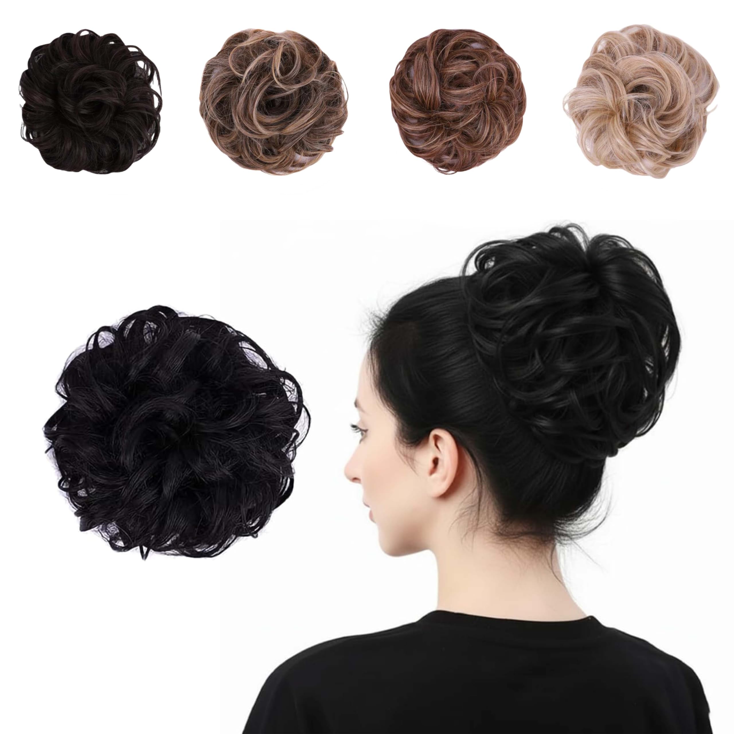 Amazon.com : Juvabun Messy Bun 2.0 Hair Piece Black Synthetic Hair