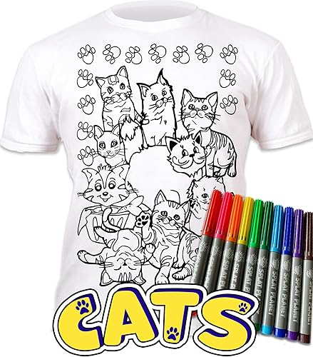 Miniatura 2 de Splat Planet Color-in Cats - Camiseta con 6 bolígrafos mágicos lavables no tóxicos, para colorear y lavar