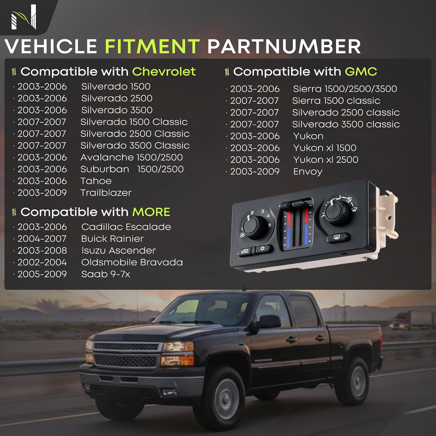 Climate Control Module 599-210XD Compatible with 2003-2007 Chevy Silverado GMC Sierra 1500 2500 3500 AC Control Panel