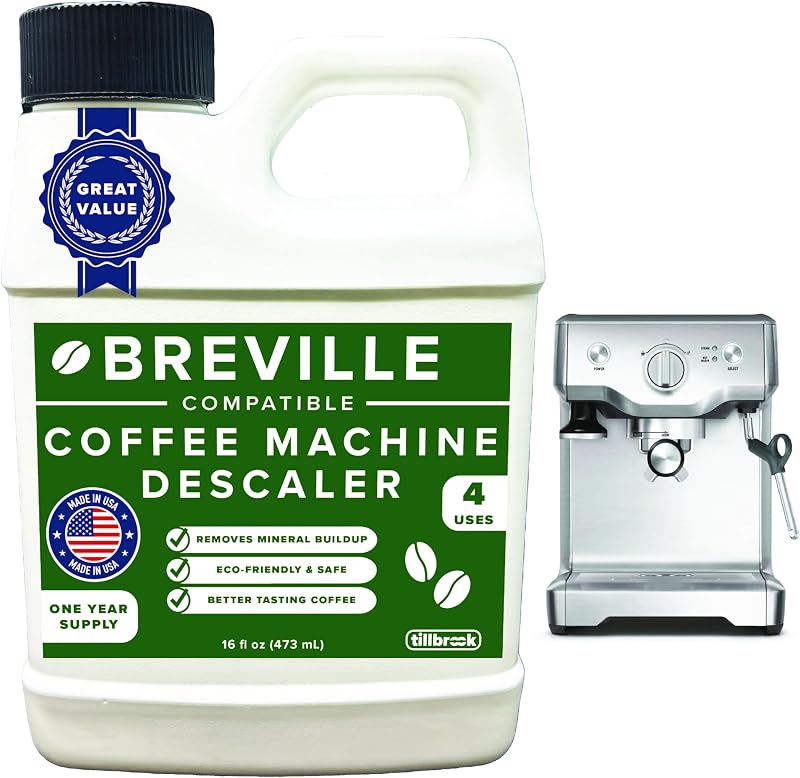 Descalcificador compatible con máquina de café espresso Breville, 4 usos, suministro para 1 año, 16 oz | Limpiador concentrado para cafeteras Breville, Keurig, Nespresso, Delonghi y Espresso, fabricado en Estados Unidos