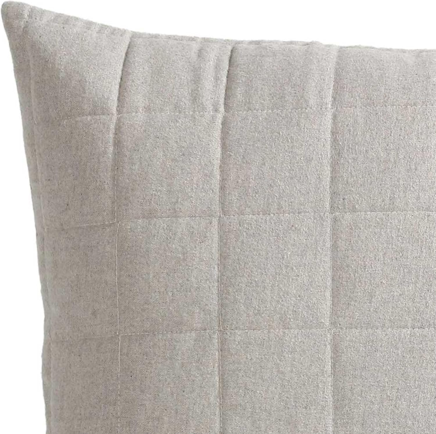 Calvin Klein - Euro Shams, 100% Soft Cotton Melange Flannel Set, Quilted Textured Feel with Micro-Grid Stitch, Set of 2 (Natural, 26" x 26")