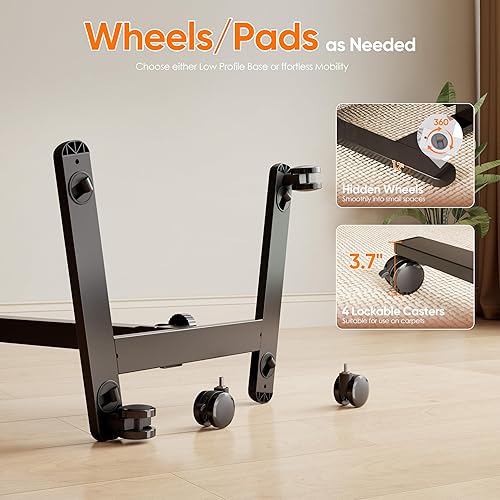Miniatura 6 de Monomi Escritorio plegable móvil de 25.6 pulgadas, pequeño escritorio para computadora portátil con ruedas para computadora portátil con ruedas para