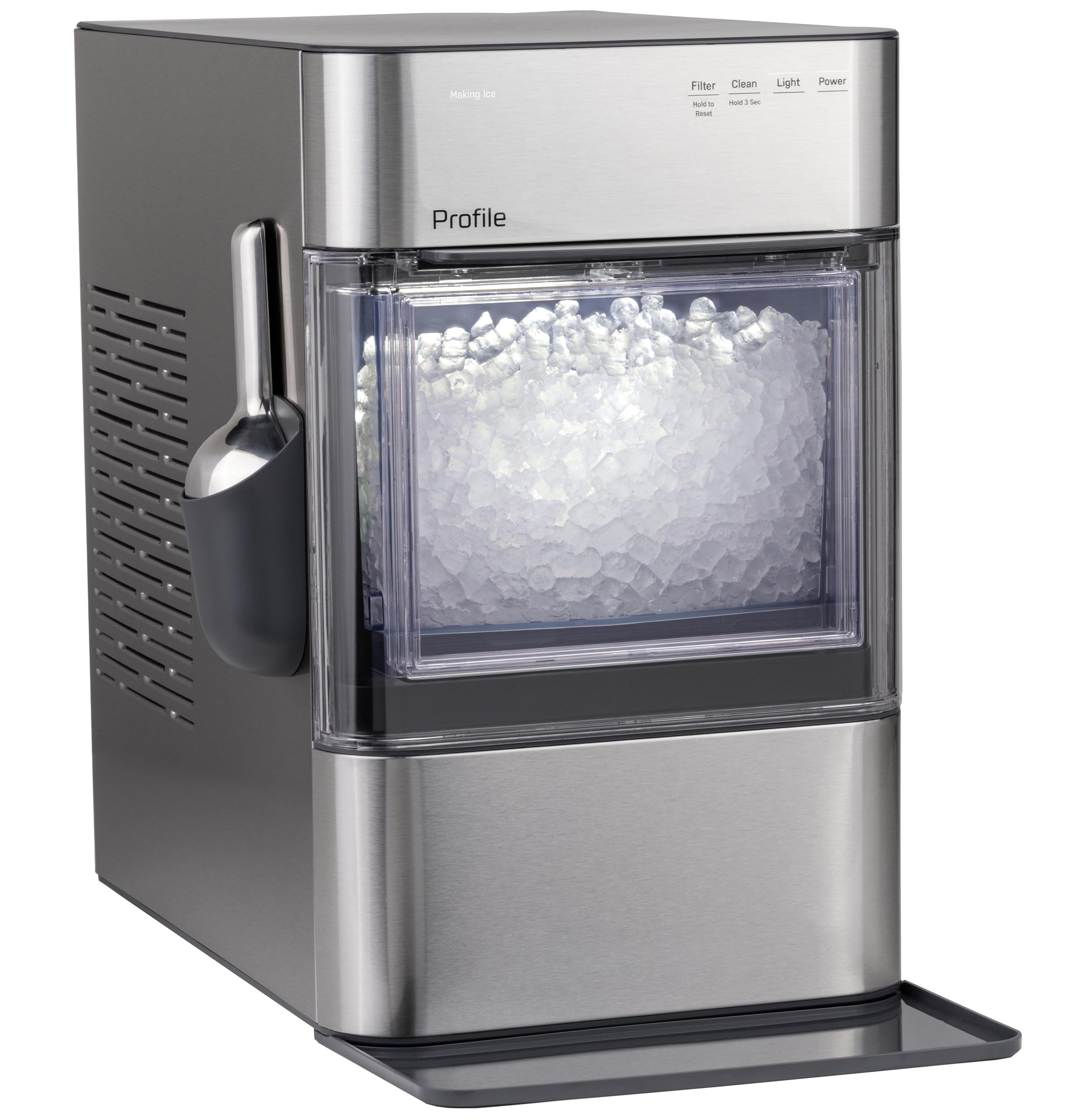 GE Profile Opal 2.0 Ultra Nugget Ice Maker with Scale Inhibiting Filter, Scoop Included, 38 lbs in 24 Hours, Pellet Ice Machine with WiFi & Smart Connected, Stainless Steel on Fridge.com