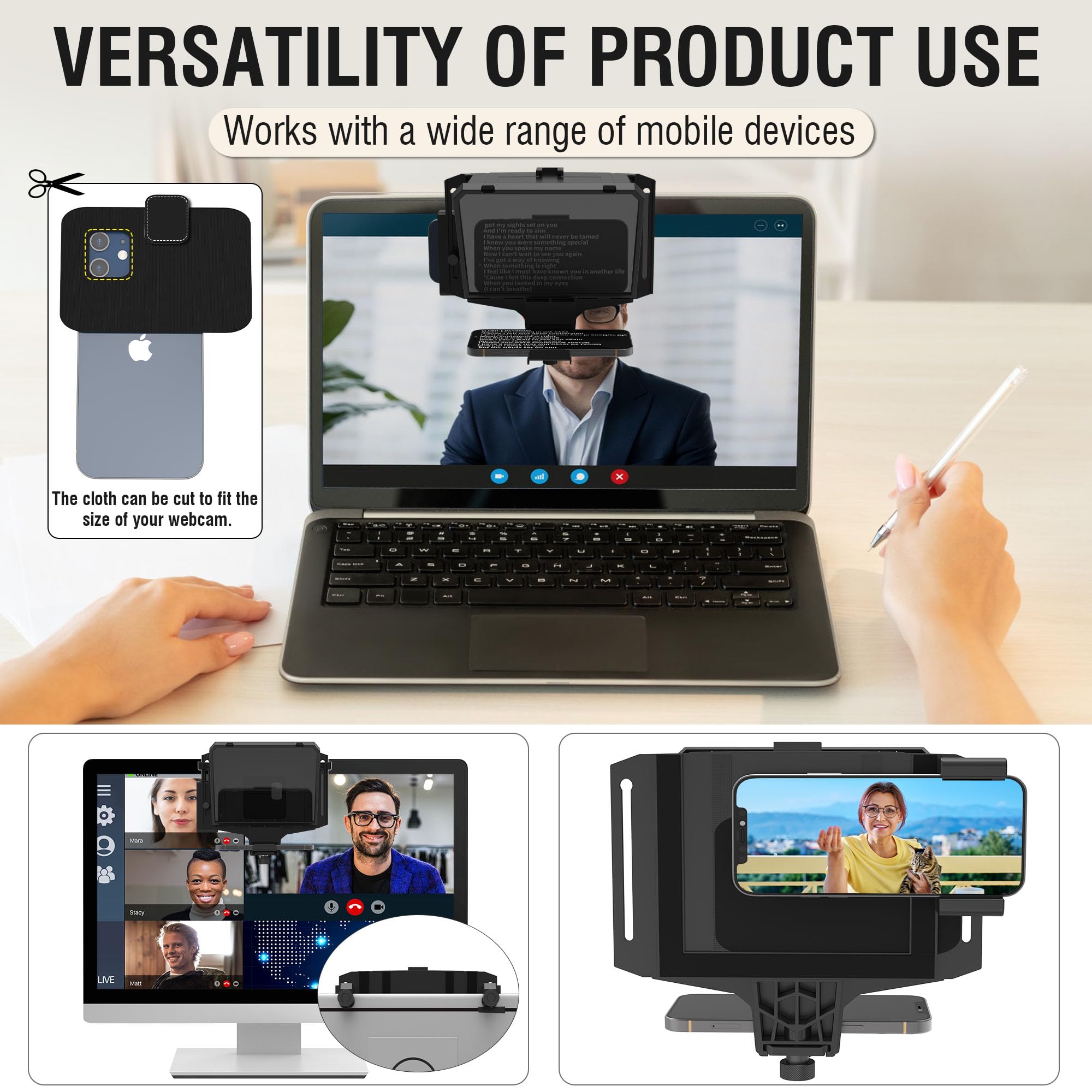 ILOKNZI Téléprompteur I7/12" Avec Télécommande, Plateforme De