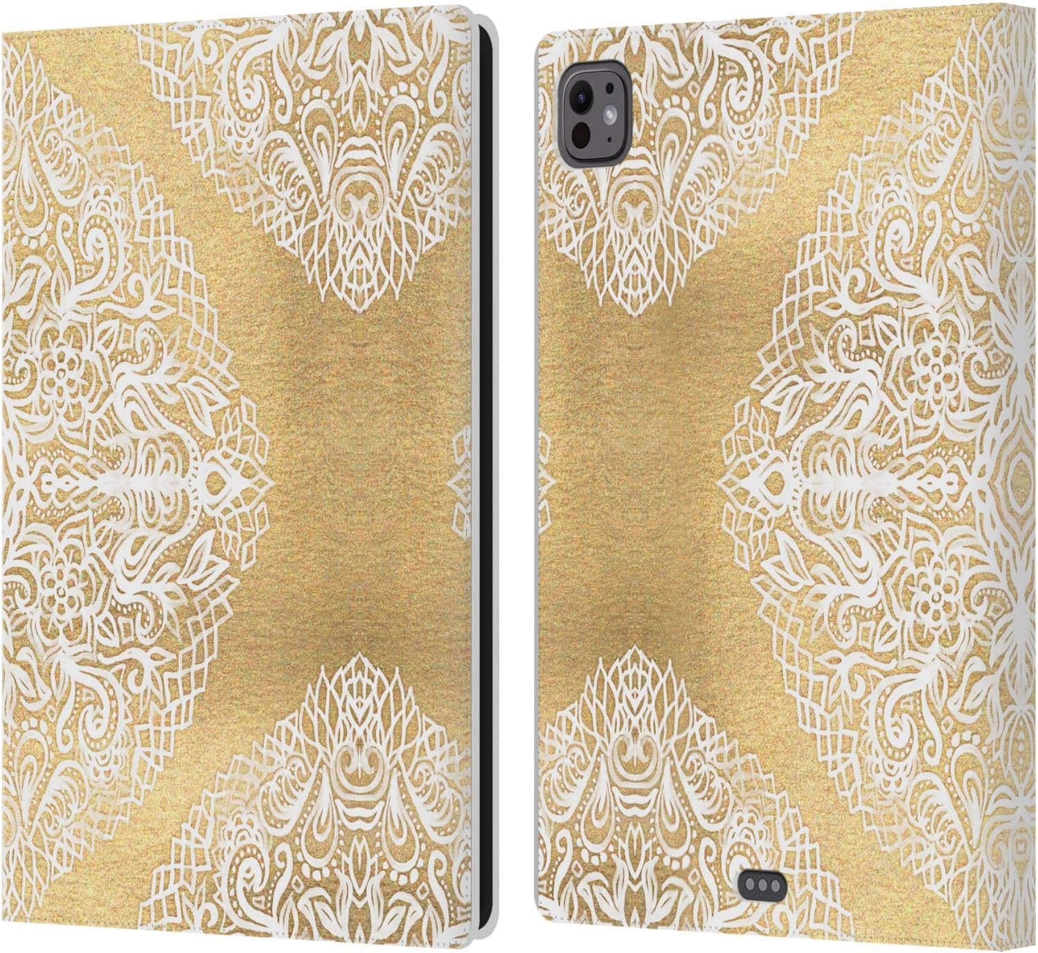Head Case Designs Officially Licensed Micklyn Le Feuvre White Gouache Floral Patterns Leather Wallet Case Compatible with Apple iPad Pro 11 M4 2024