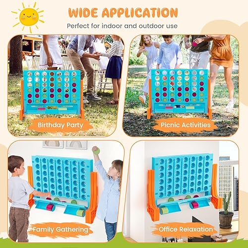 Vista 3 de KOTEK 1.6 FT Tall Giant 4 in A Row, Jumbo 4-to-Score Game with Carrying Bag & 42 Coins, Quick Release Slider, Indoor Outdoor Family Board Game for