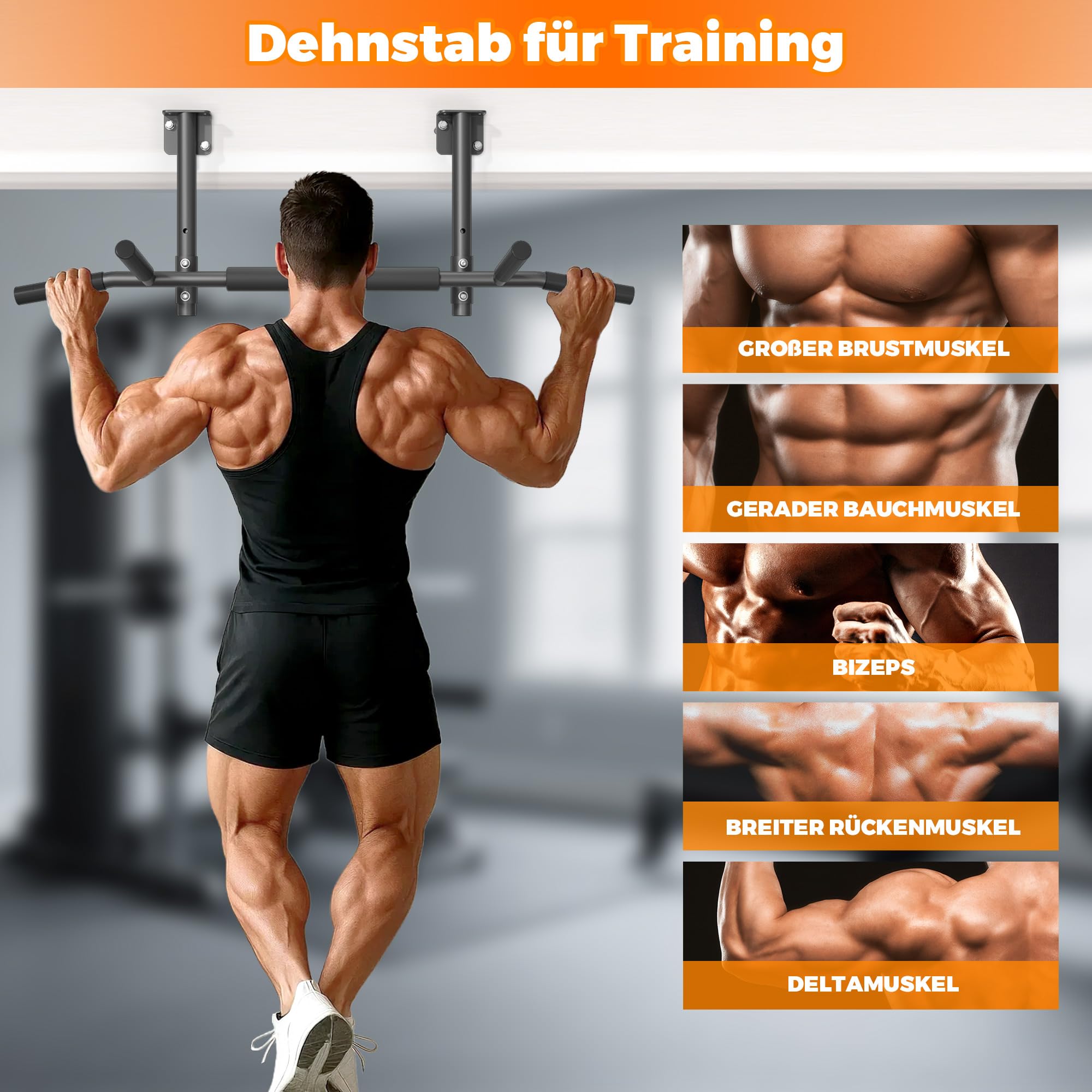 ONETWOFIT Klimmzugstange Wandmontage, Balkenmontage, Deckenmontage 3 in 1, Heavy Duty für Indoor Home Gym Workout multifunktionelle Klimmzugstange (Max Load 200kg)
